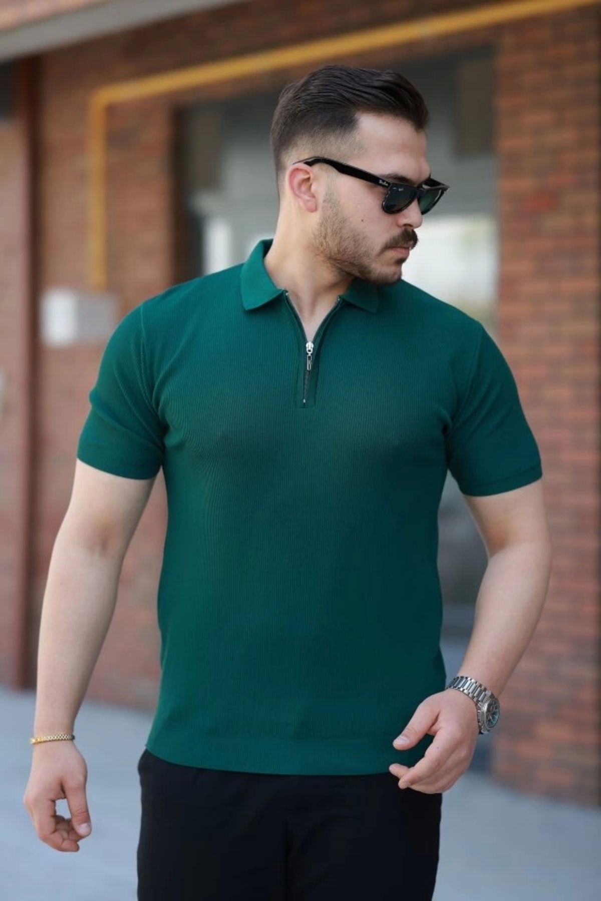 Silerra Erkek Fermuarlı Yakalı Kısa Kollu Tshirt