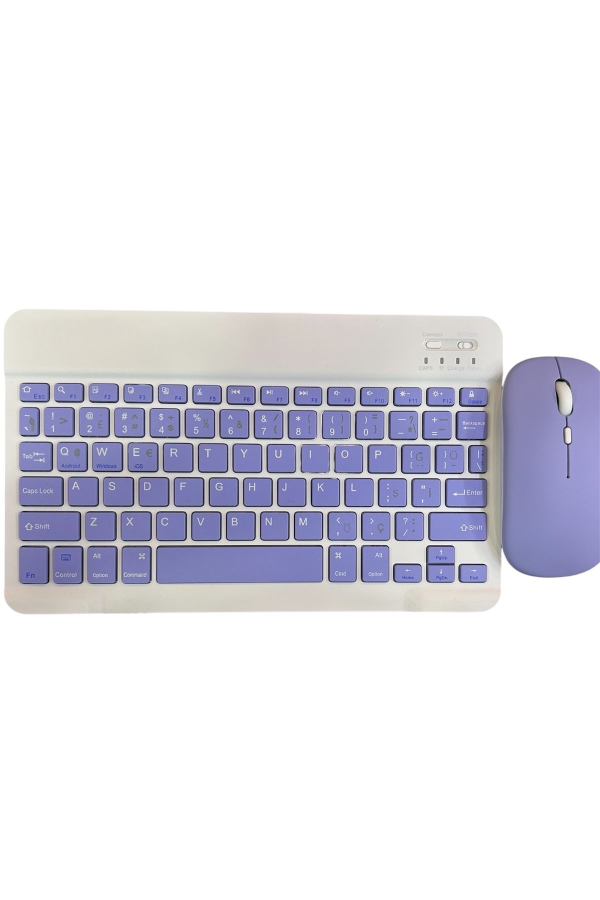 shop Renkli Kablosuz Klavye Mouse Set Mor