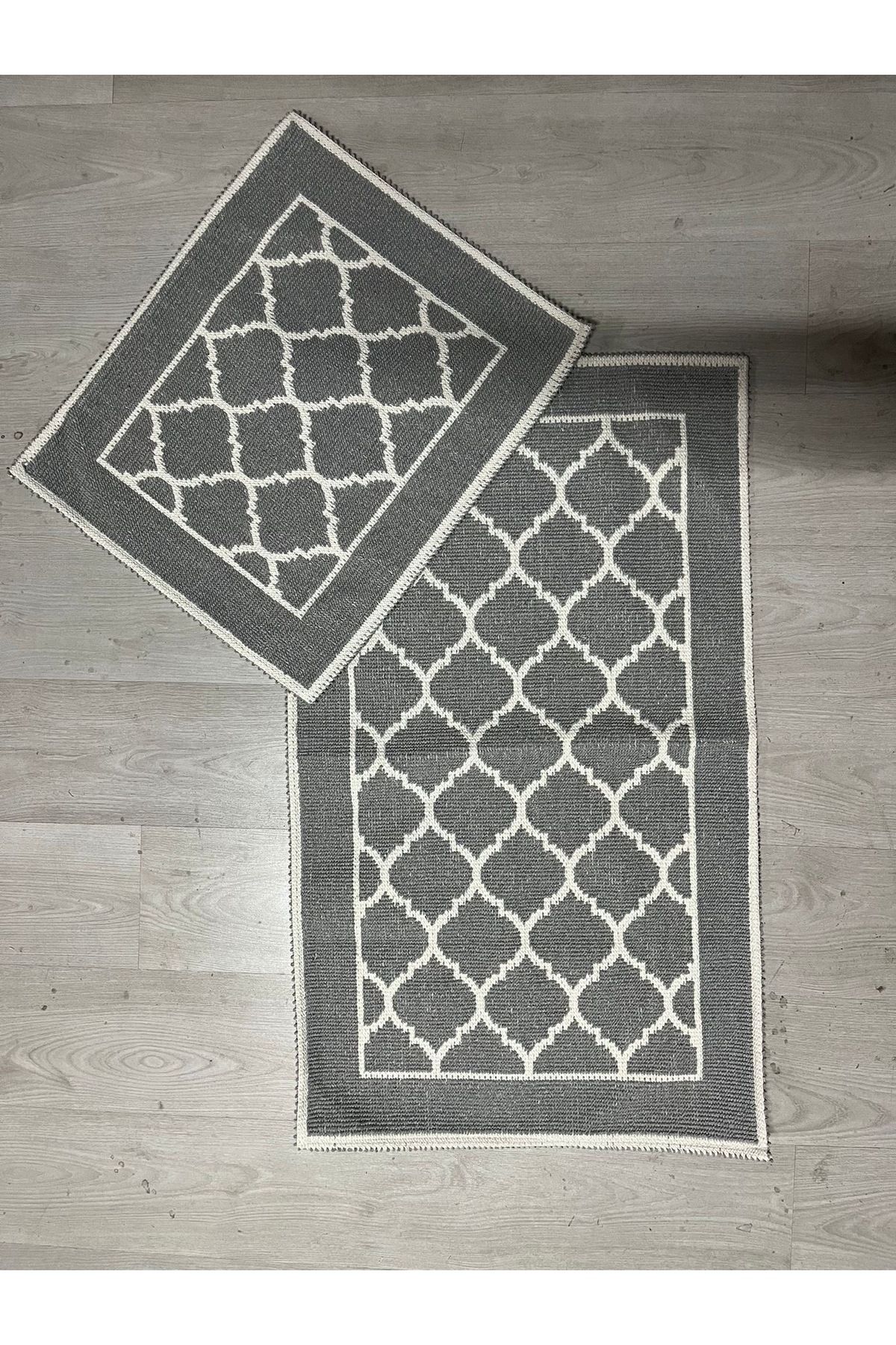 Çelsa Home Bukle 2'li Banyo Paspas Takımı Maça Gri
