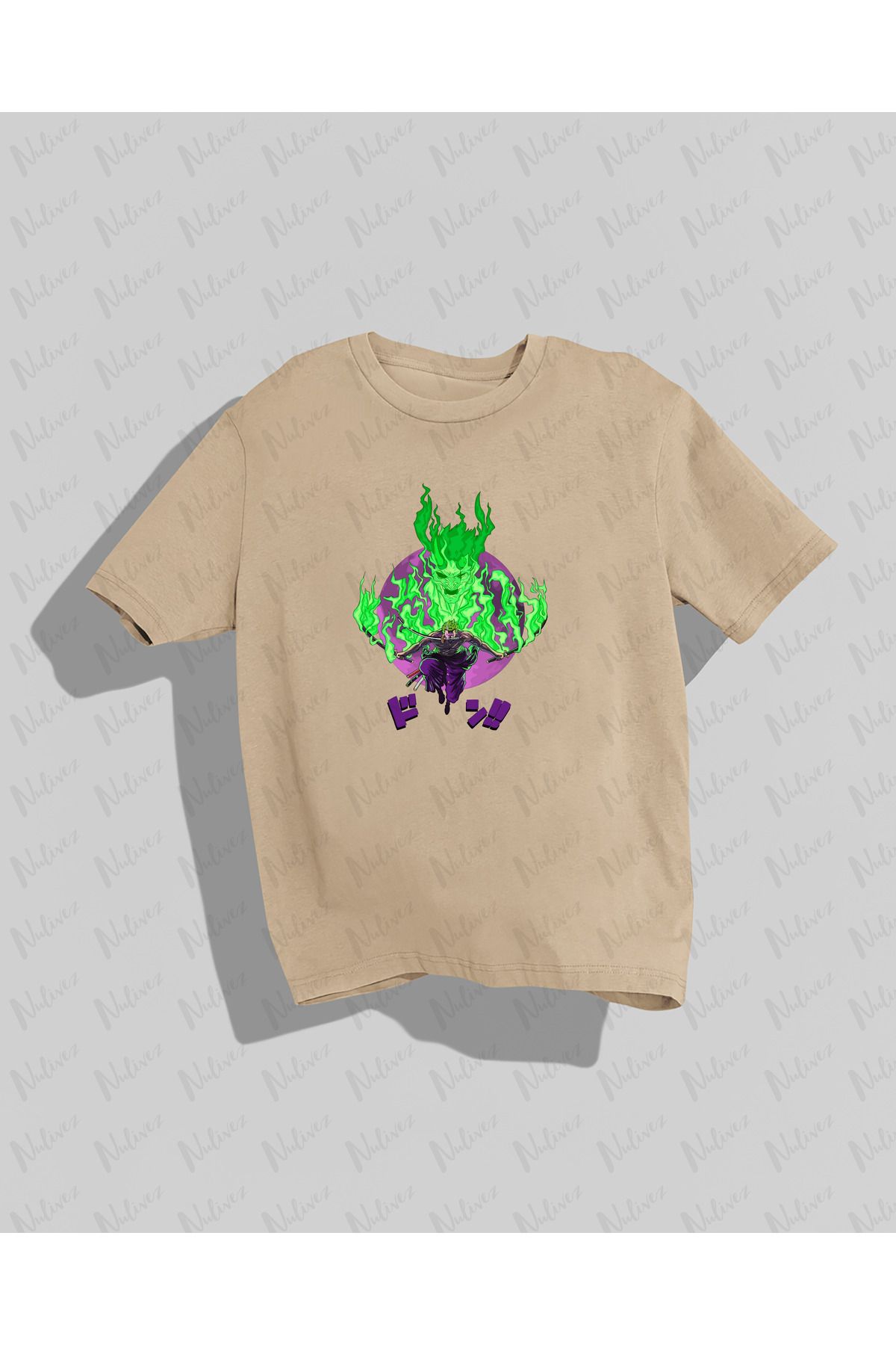 Nulivez One Piece Zoro Tasarımı Baskılı Yüksek Kalite Kompakt Unisex Oversize T-Shirt