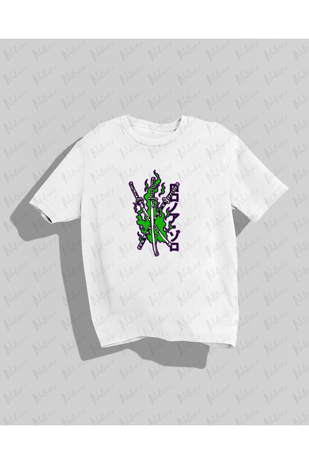 Nulivez One Piece Zoro Tasarımı Baskılı Yüksek Kalite Kompakt Unisex Oversize T-Shirt