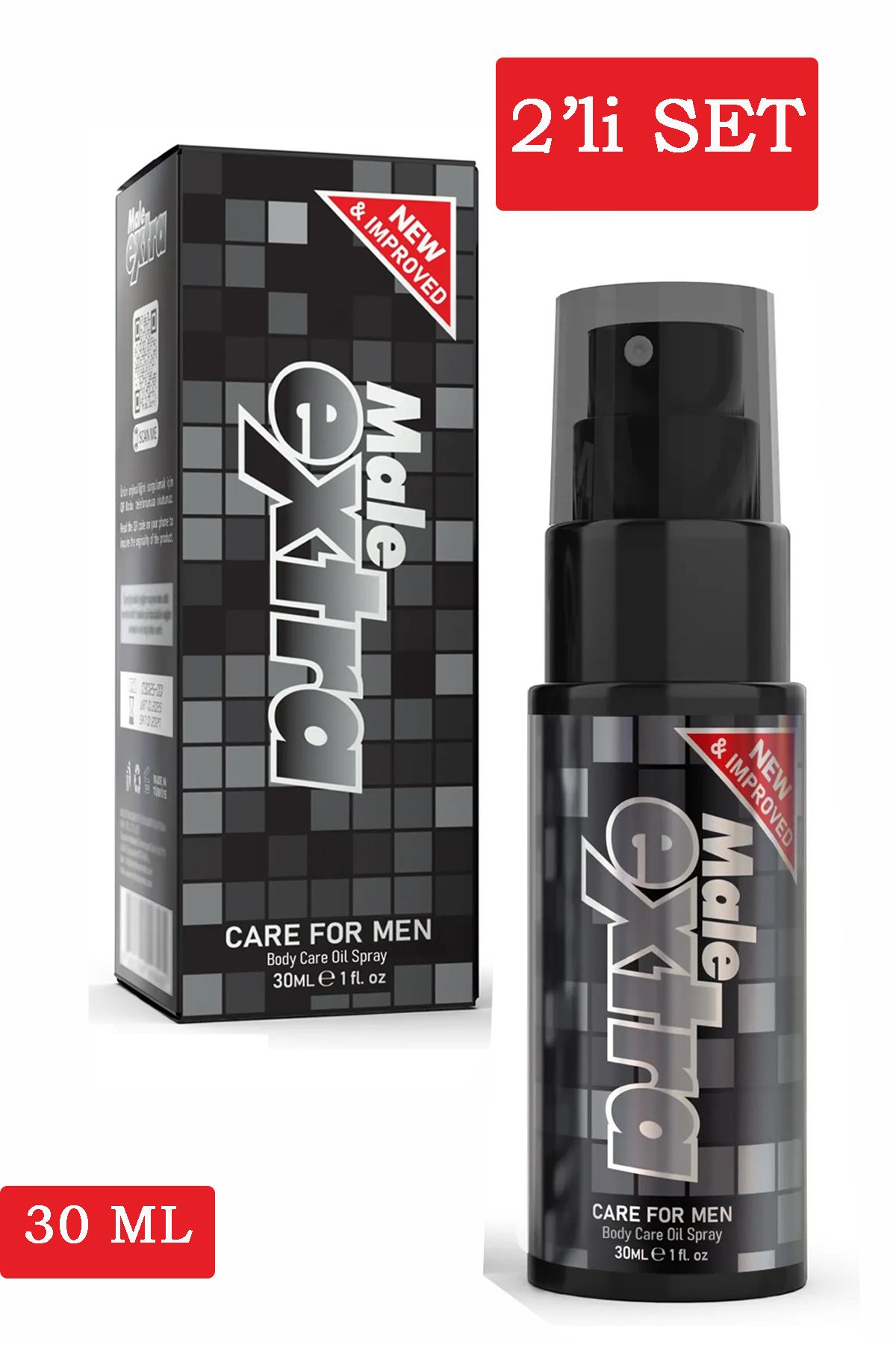 Male Extra 2'li Set - Erkekler İçin Uzun Süren Deneyim Bakım Yağı 30 ml Longtime Care Oil For Men Premium Sprey