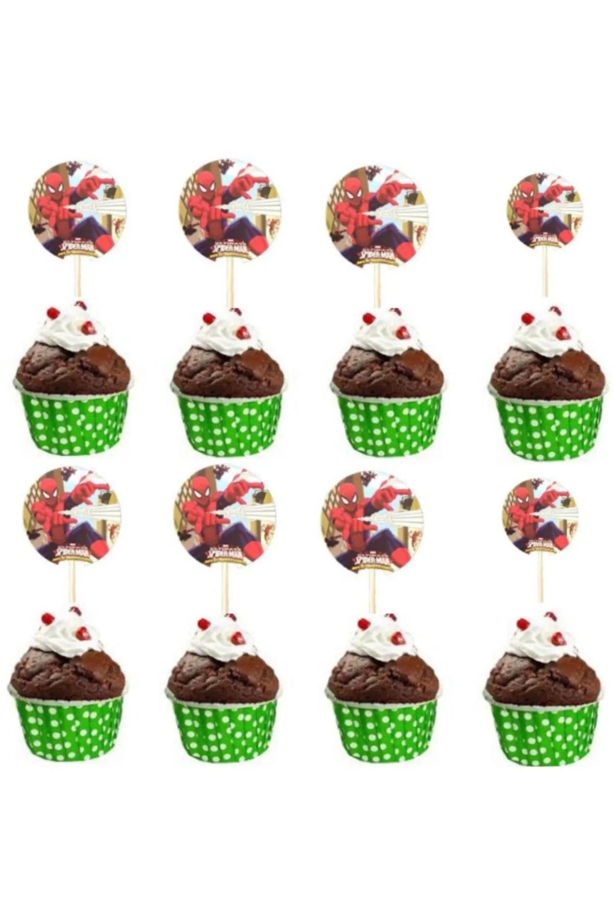 booddie Spider-Man Örümcek Adam Pasta Kürdan Spider-Man Temalı Doğum Günü Kek Süsleme Cupcake Süsü 20 Adet