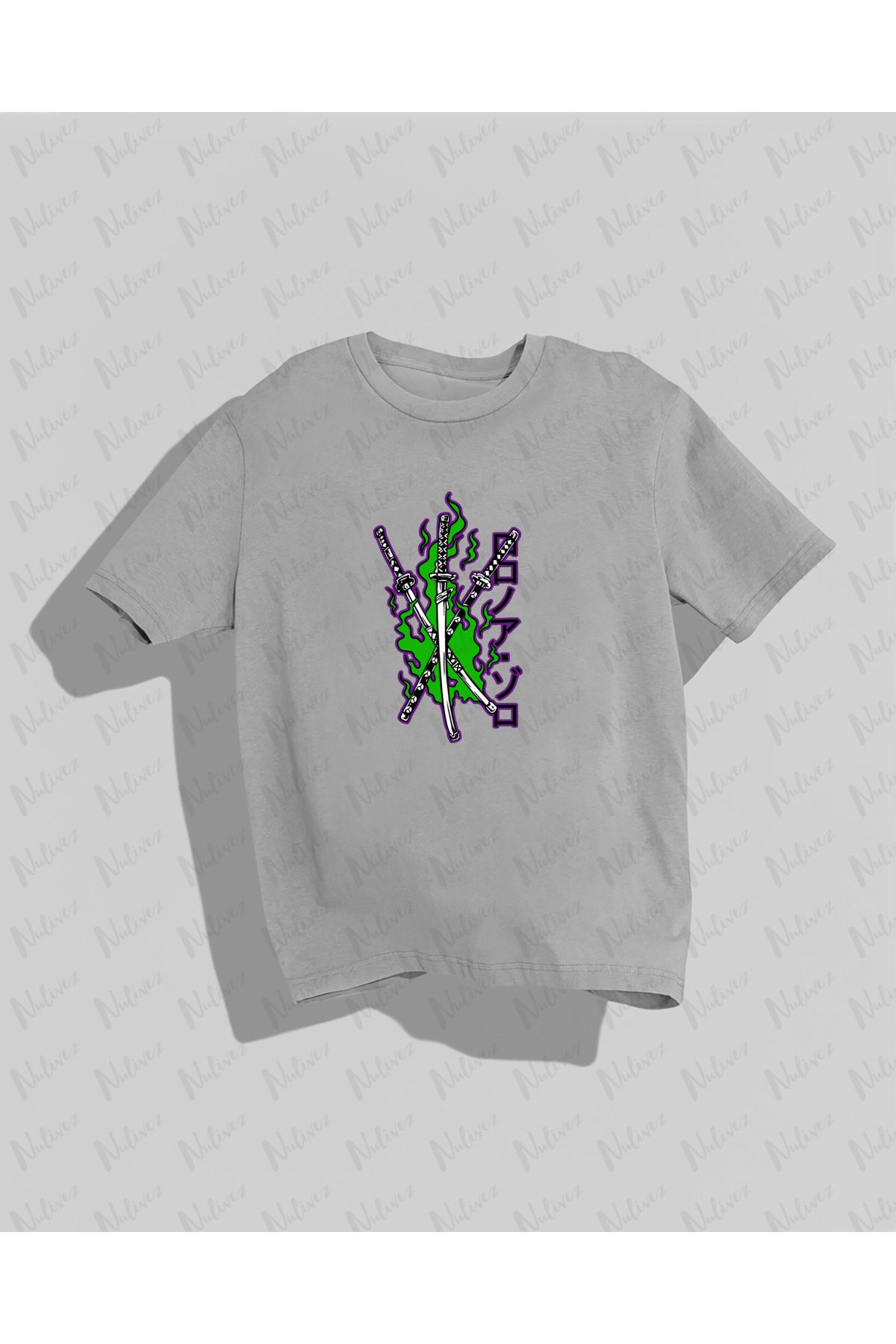 Nulivez One Piece Zoro Tasarımı Baskılı Yüksek Kalite Kompakt Unisex Oversize T-Shirt