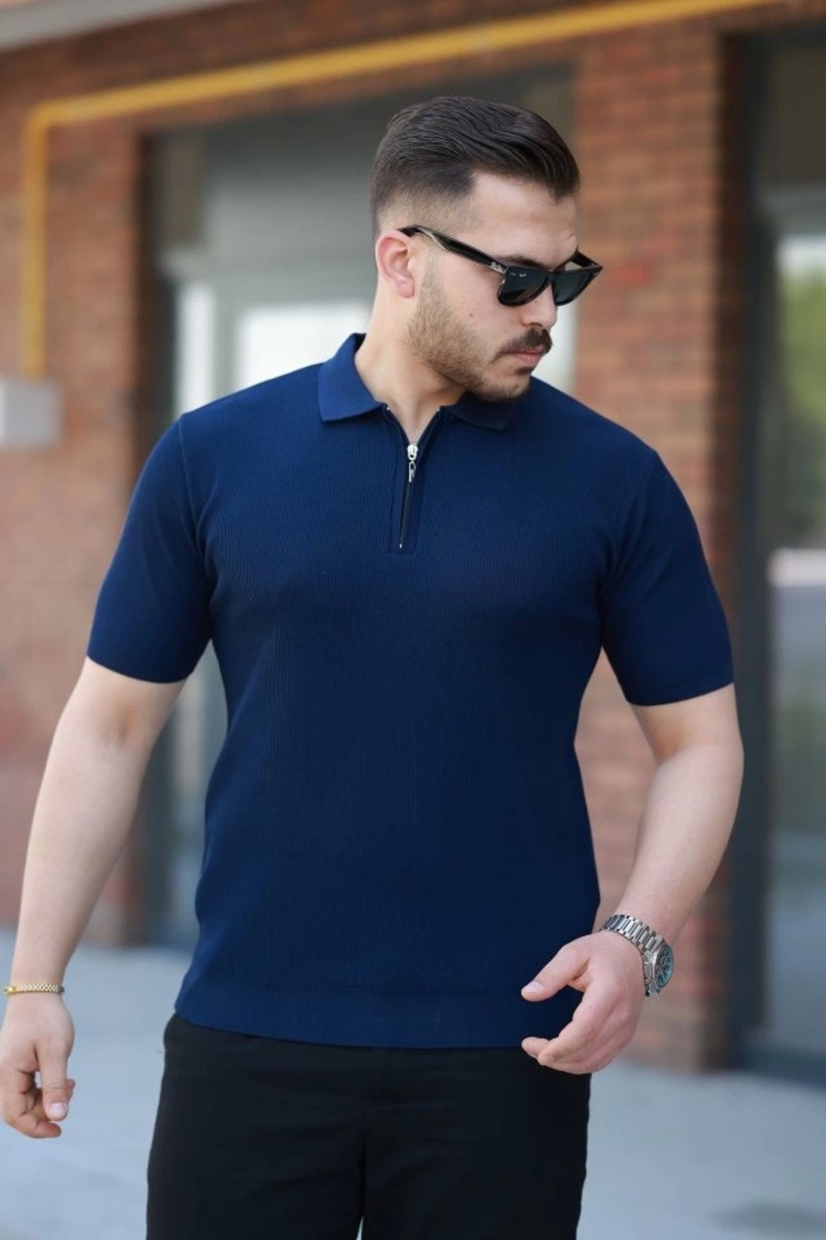 Silerra Erkek Fermuarlı Yakalı Kısa Kollu Tshirt