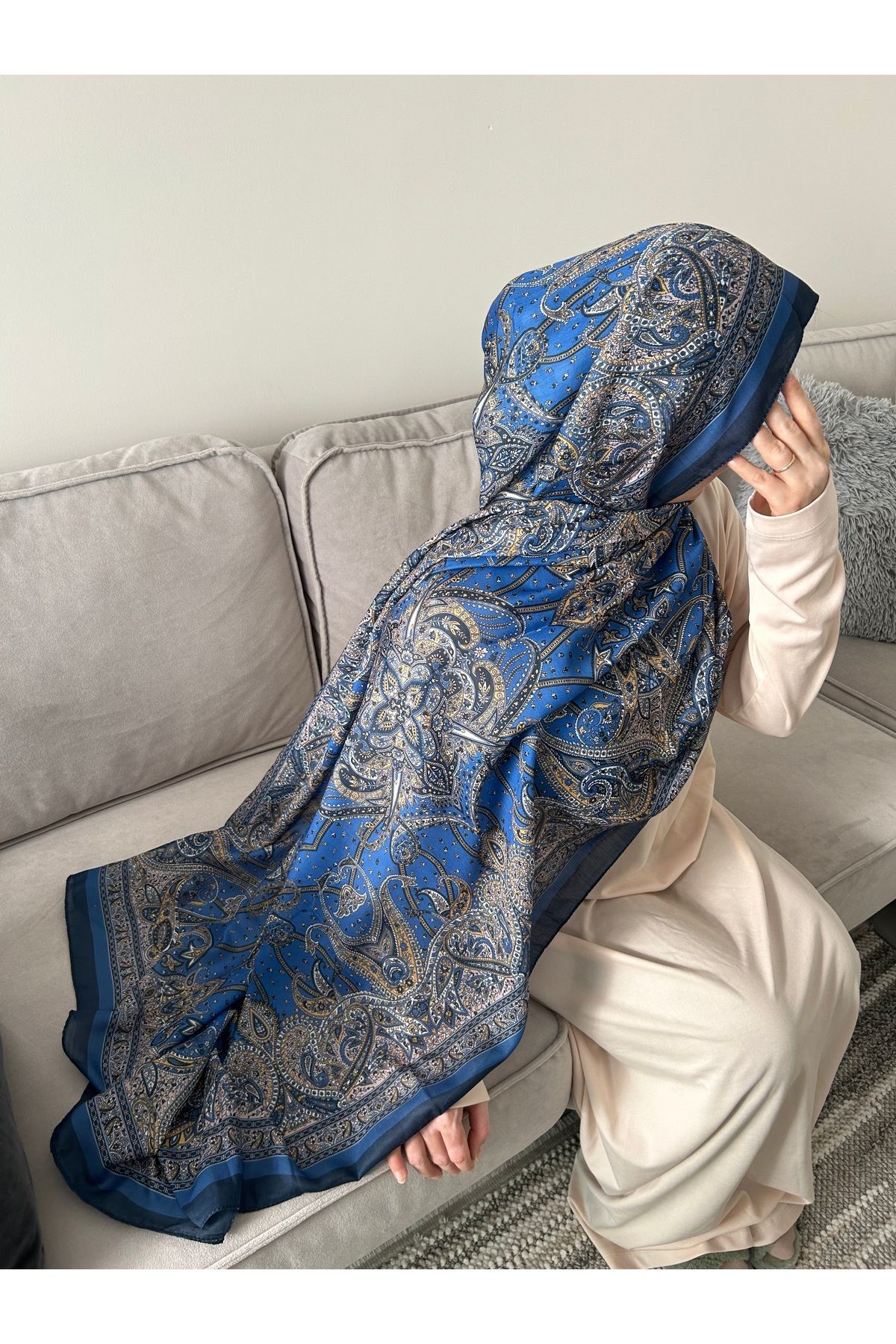 Sümeyye çeyiz Etnik Retro Desen Soft Pamuklu Şal 180*85 cm
