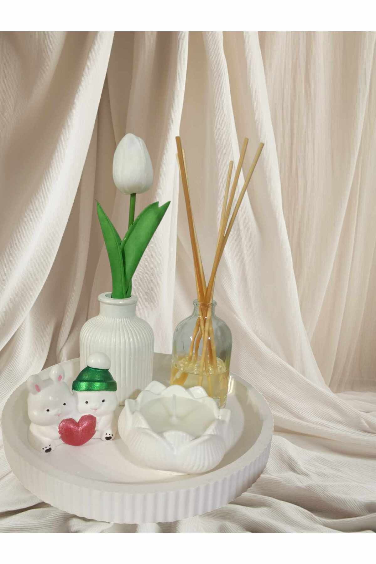 cotton my heart EL YAPIMI TAŞ TOZUNDAN AŞIK SEVİMLİ TAVŞANLAR, MUMLUK ,TEPSİ, BOHEM VAZO, YAPAY LALE ,SOYA MUM