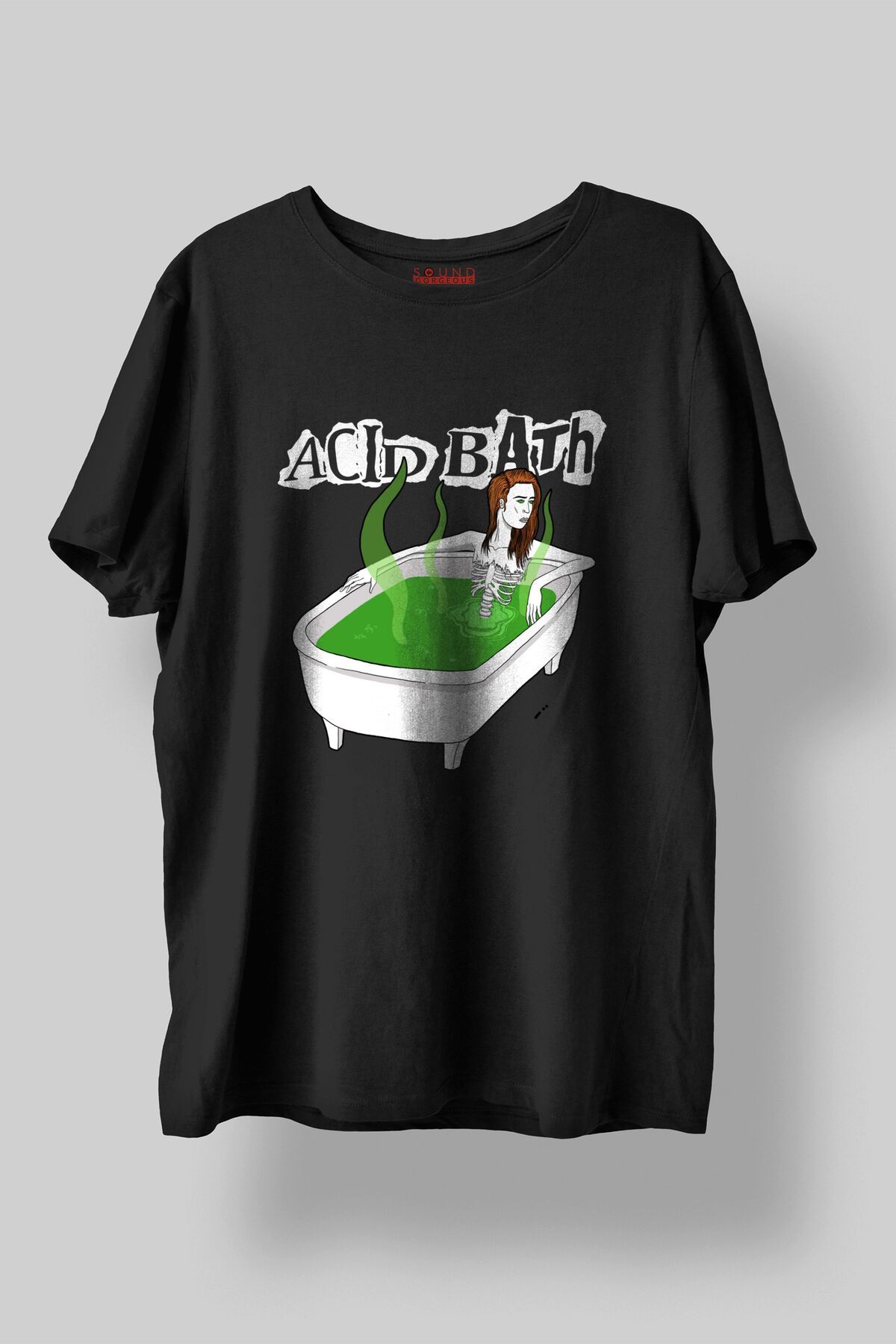 Sound Gorgeous Acid Bath Müzik Baskılı Regular Fit Unisex Siyah T-Shirt %100 Pamuk No:0018