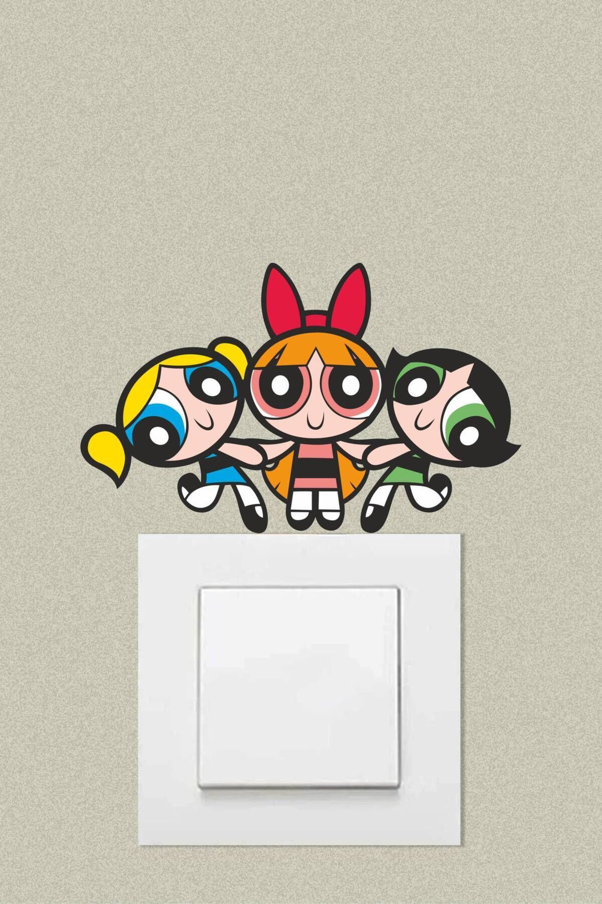 hediyenebak Sevimli Powerpuff Girls Dekoratif Priz Sticker 12x7 cm