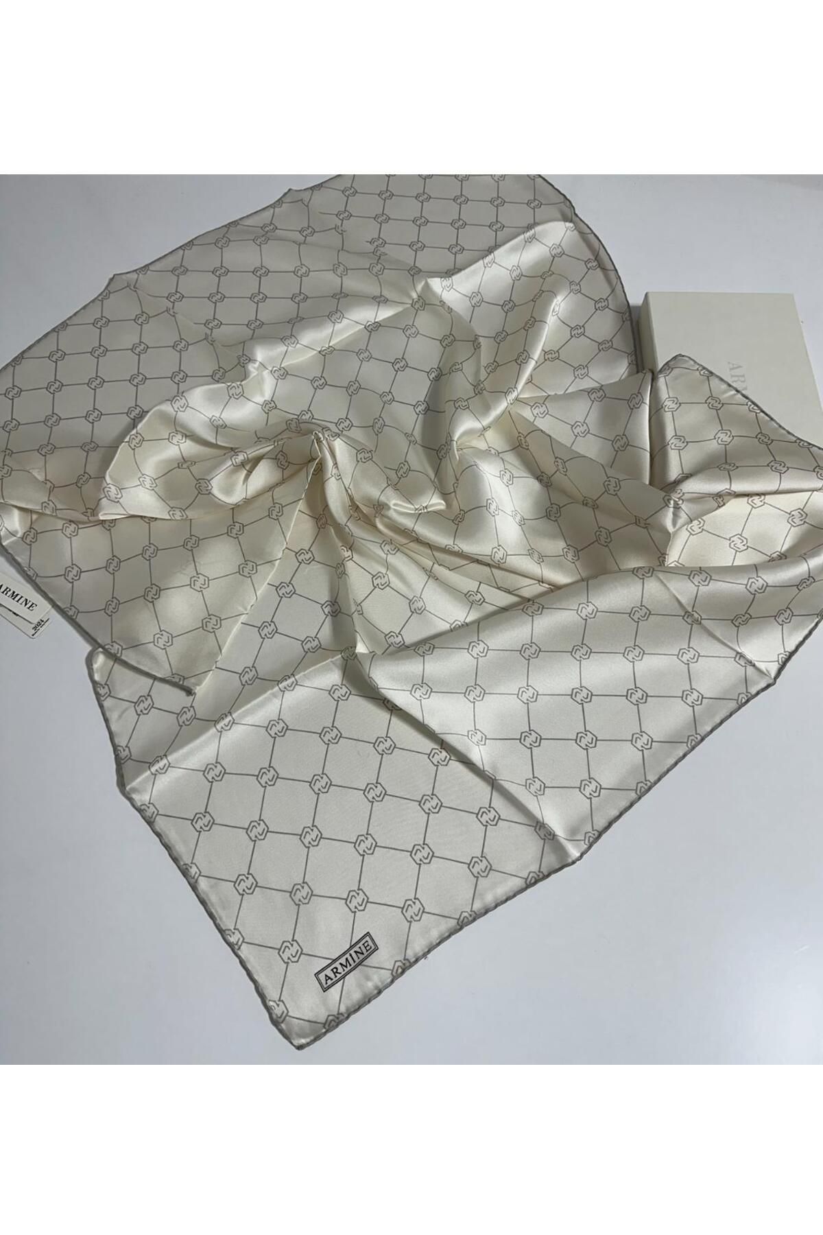 Armine Sura İpek Eşarp 9178D (S ) 90 x 90 Krem - 81