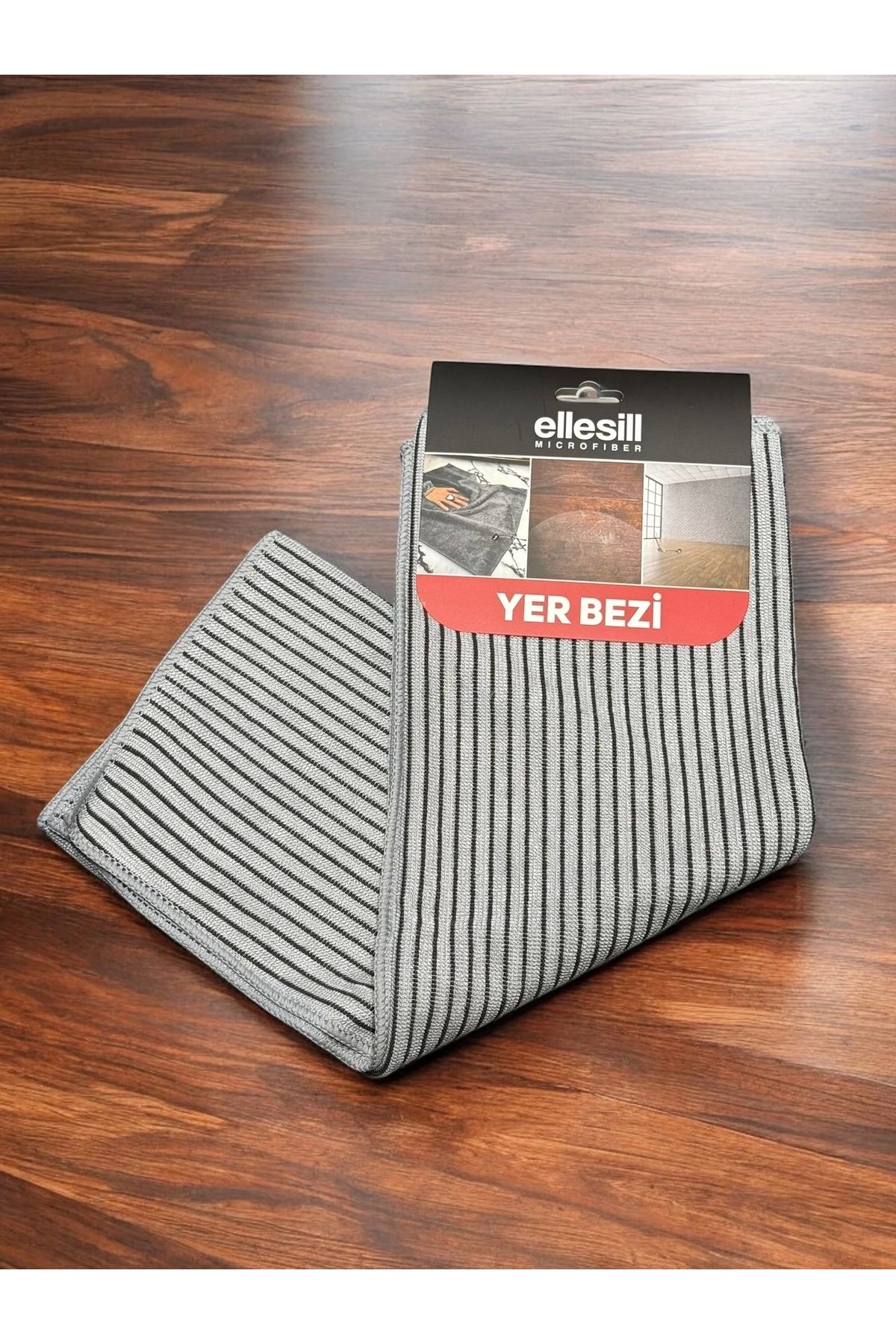 Ellesill Premium Yer Bezi 50x70 Cm Siyah Çizgili Mikrofiber Temizlik Bezi - Floorclothx