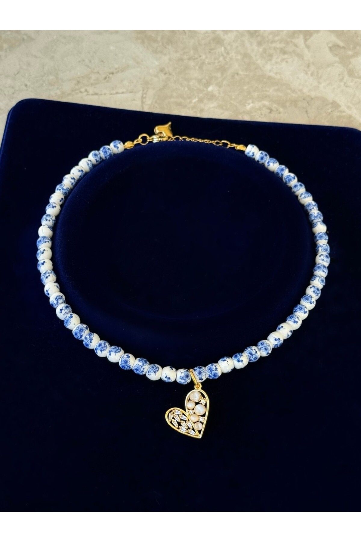 h&b design jewel Kalpli Mavi Tasarım Kolye