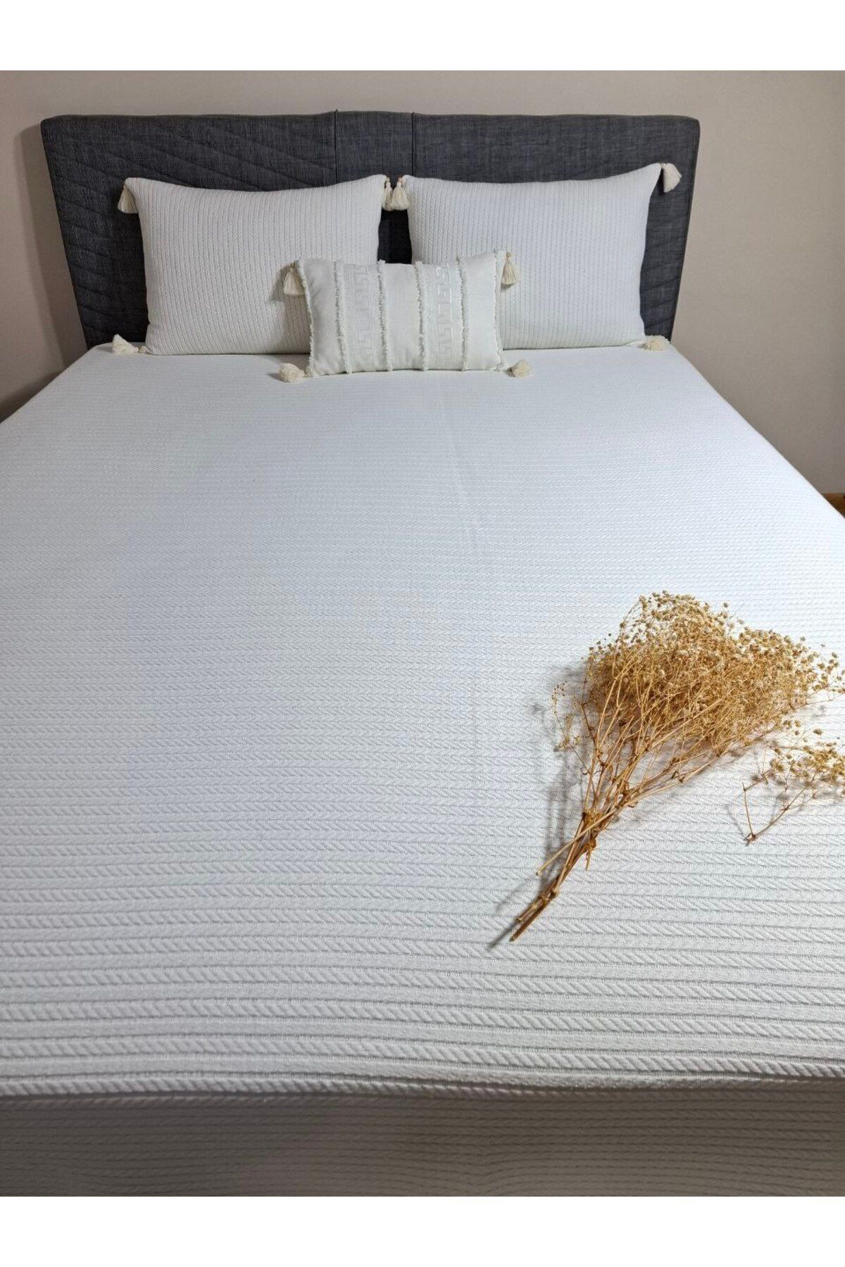 ARVA Home %100 Pamuk Örgü Pike Çift Kişilik Yatak Örtüsü 220 x 240 cm