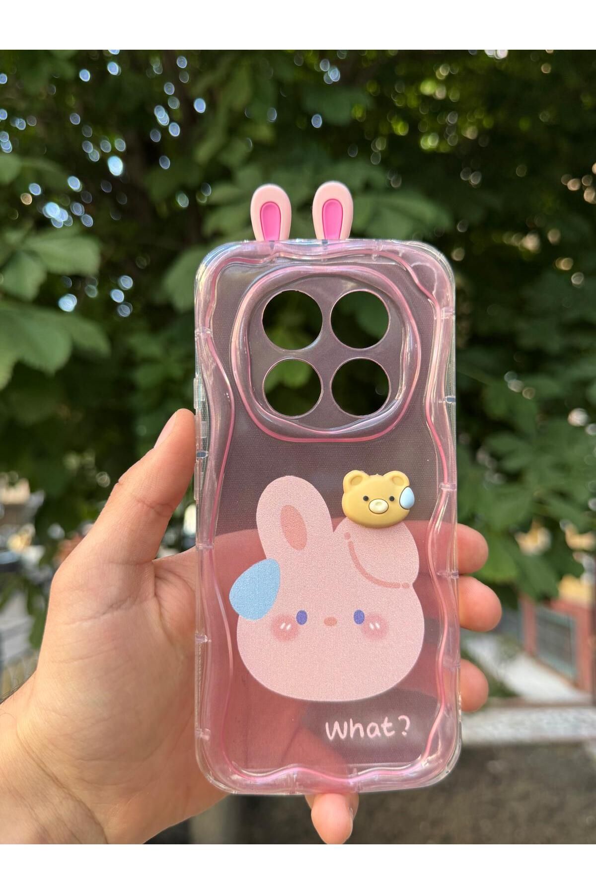 LioTech Xiaomi Note 14 Pro 4G Uyumlu Kurbağa Desenli Kulak Desenli Darbe Emici Özelliğe Sahip Kılıf
