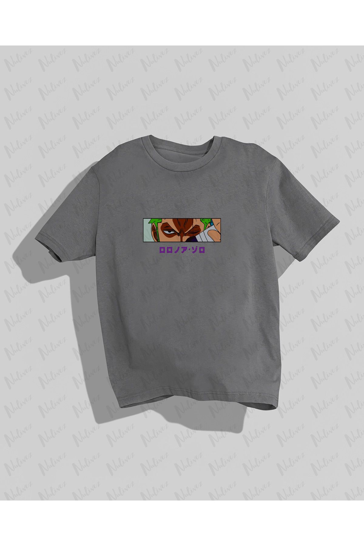 Nulivez One Piece Zoro Tasarımı Baskılı Yüksek Kalite Kompakt Unisex Oversize T-Shirt