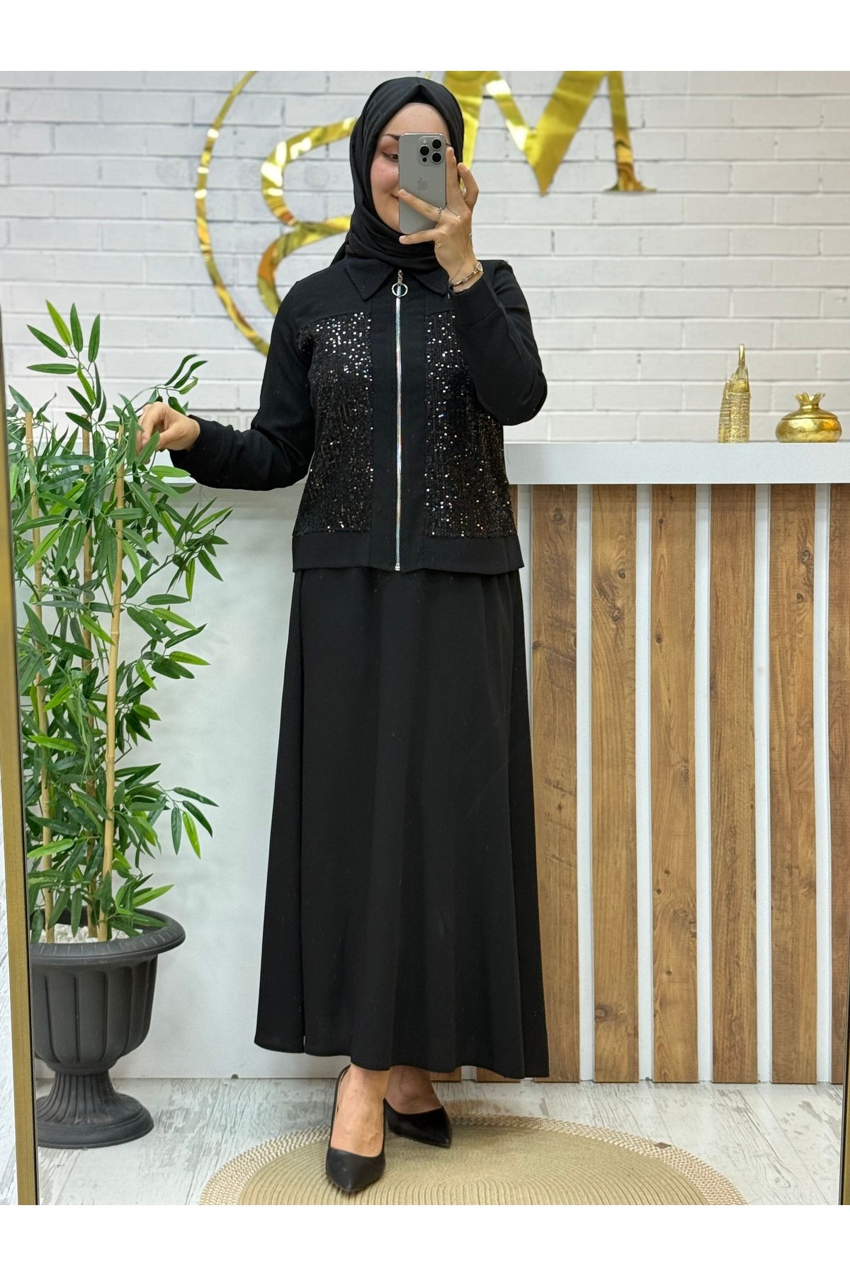 Meryemce Butik PUL PAYET İŞLİ ETEKLİ TAKIM
