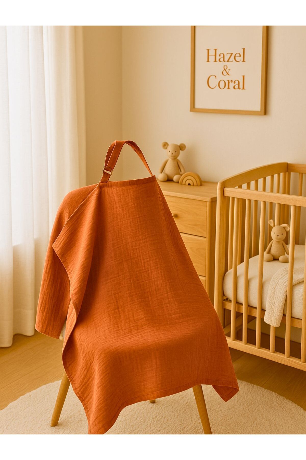 Hazel Coral Kiremit Rengi Müslin Emzirme Önlüğü