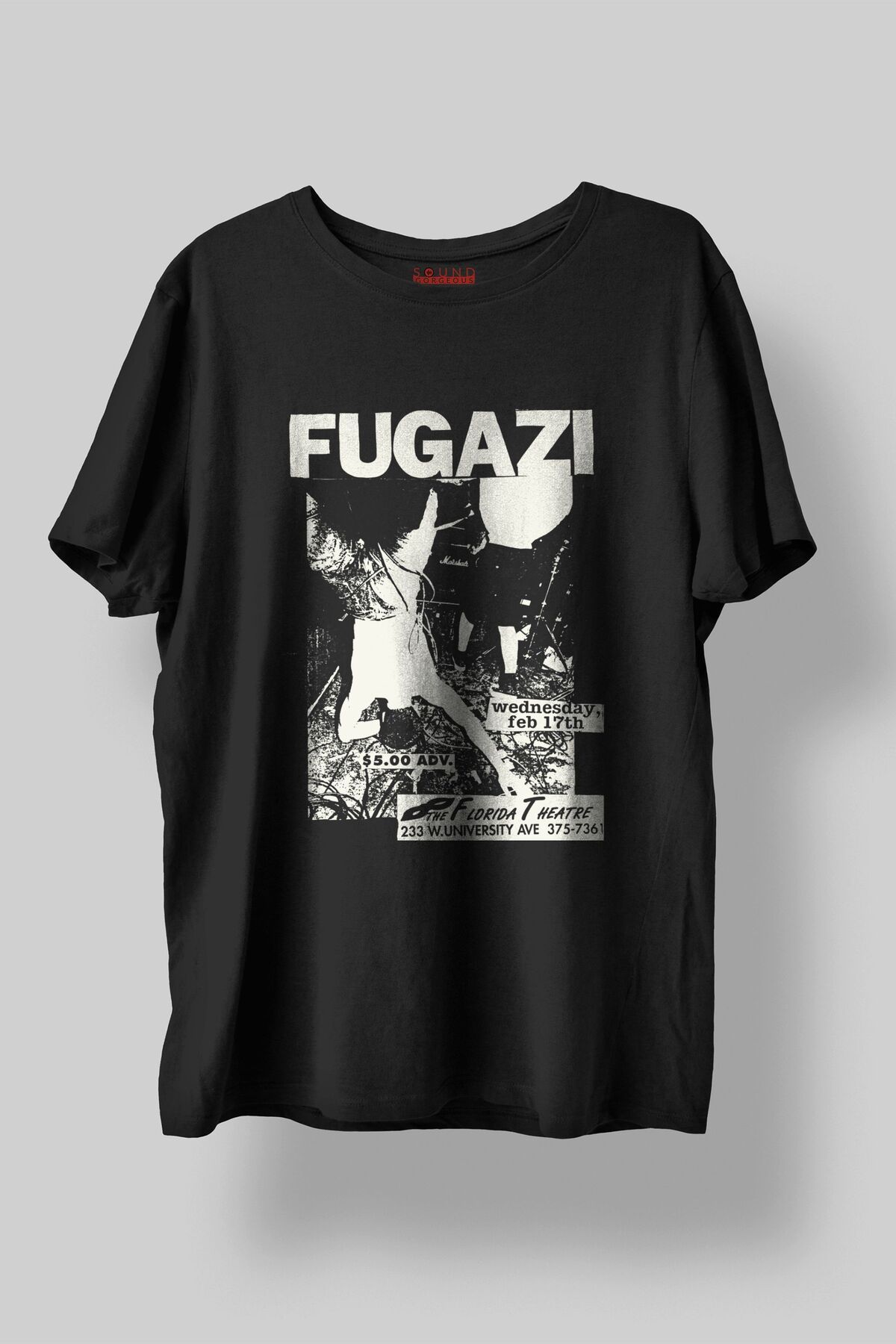 Sound Gorgeous Fugazi Müzik Baskılı Regular Fit Unisex Siyah T-Shirt %100 Pamuk No:0141