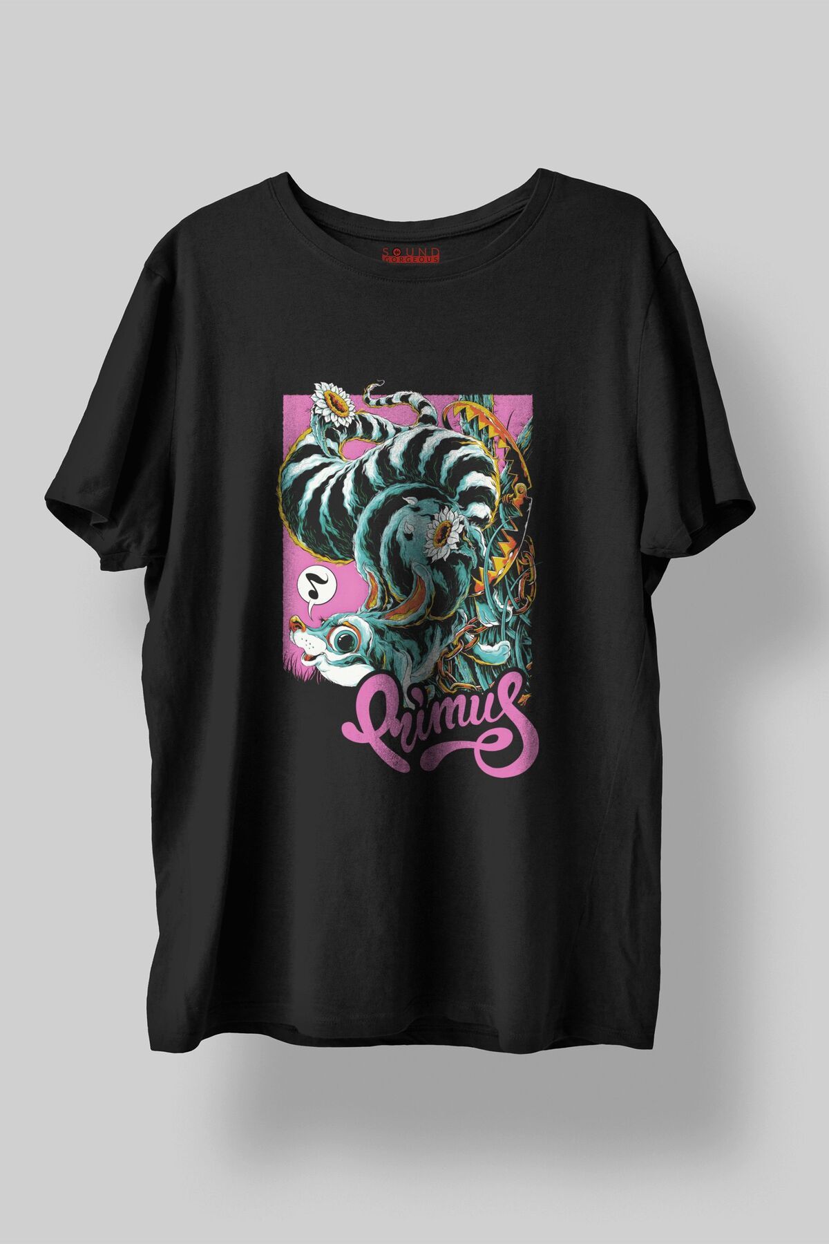Sound Gorgeous Primus Müzik Baskılı Regular Fit Unisex Siyah T-Shirt %100 Pamuk No:0291