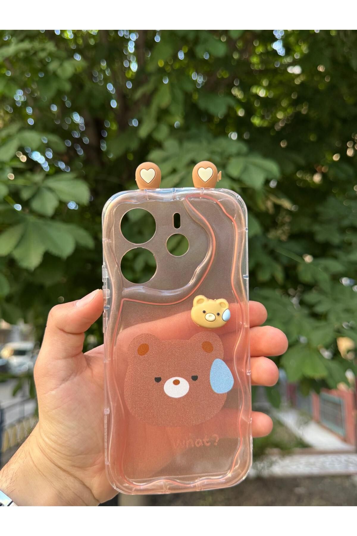 LioTech Xiaomi Note 14 5G Uyumlu Kurbağa Desenli Kulak Desenli Darbe Emici Özelliğe Sahip Kılıf