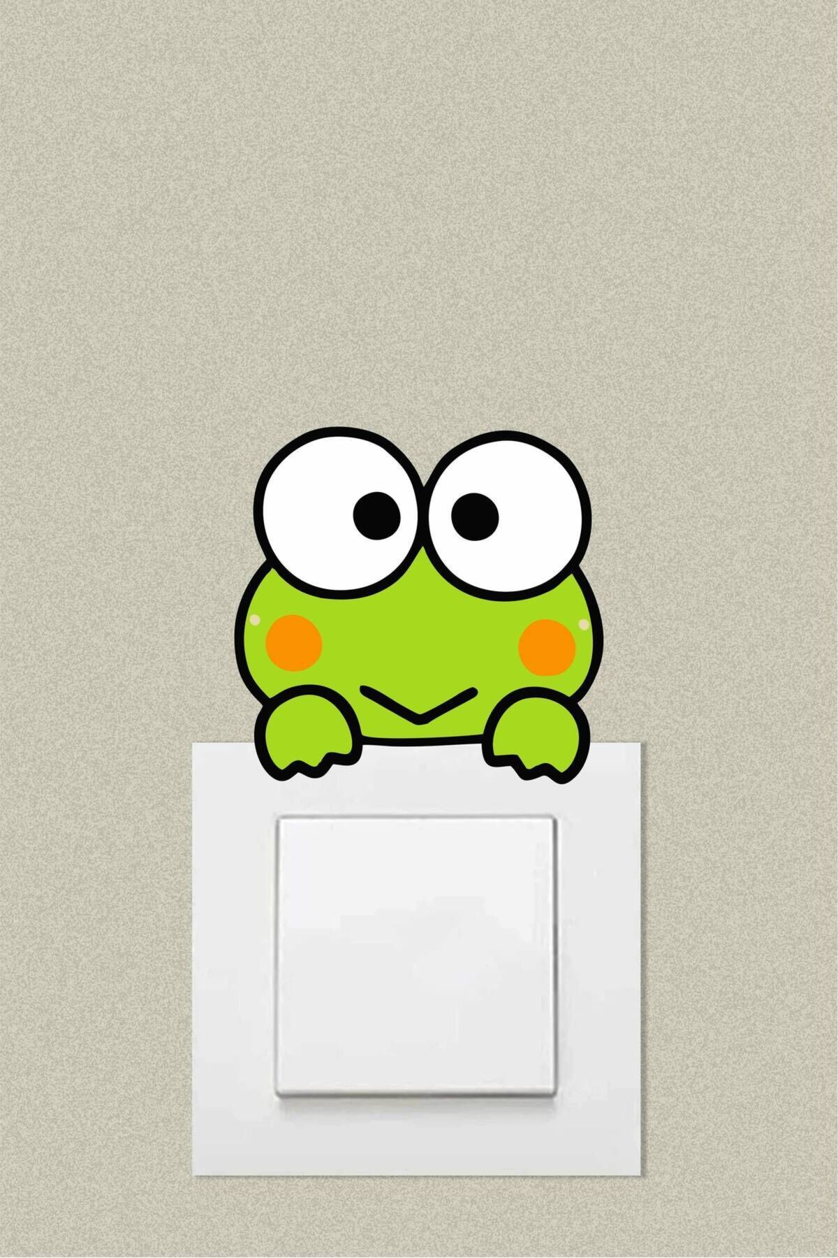 hediyenebak Sevimli Keroppi Kurbağa Dekoratif Priz Sticker 10x9 cm