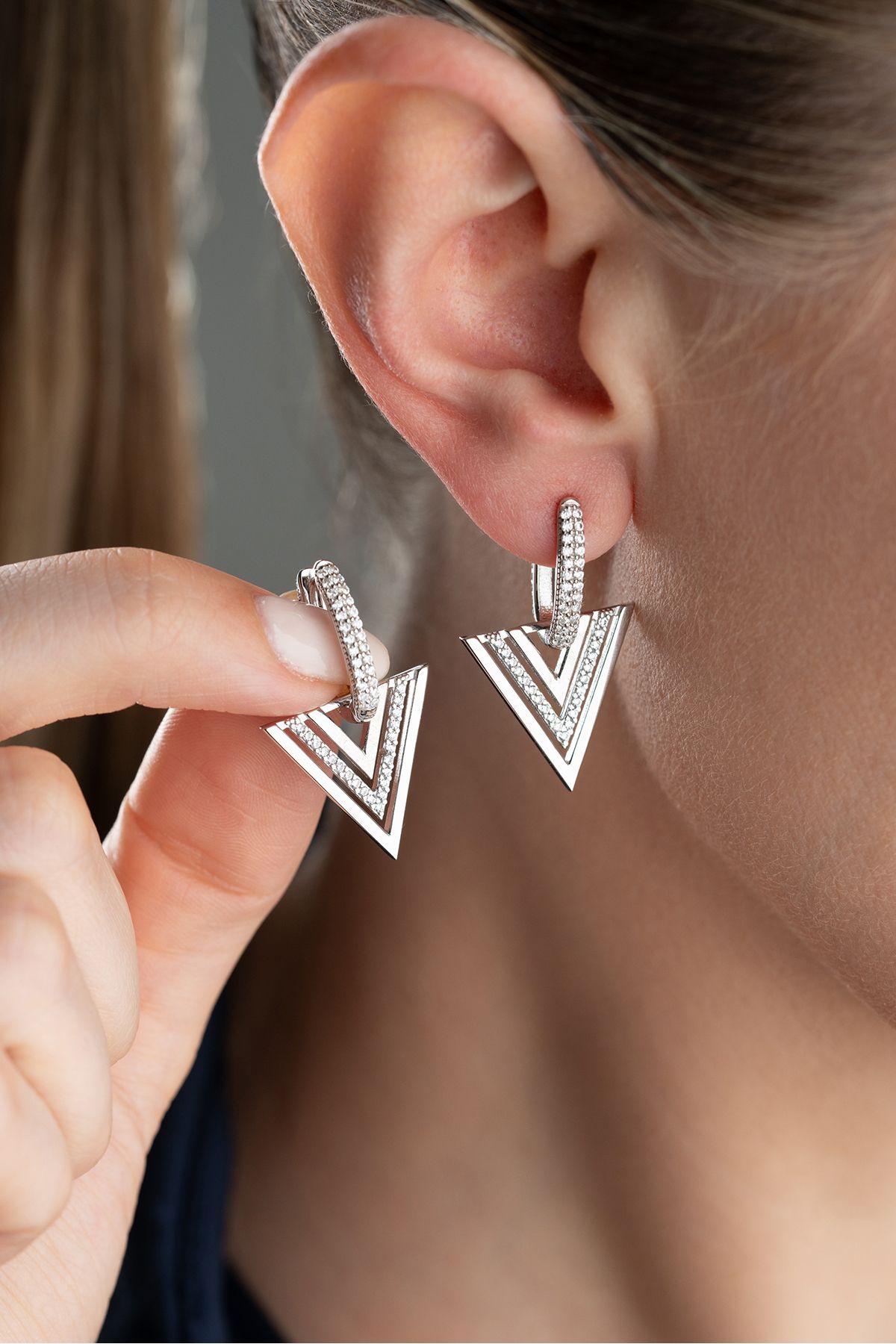 Silvano Jewelry 925 Ayar Gümüş Trend Model Küpe