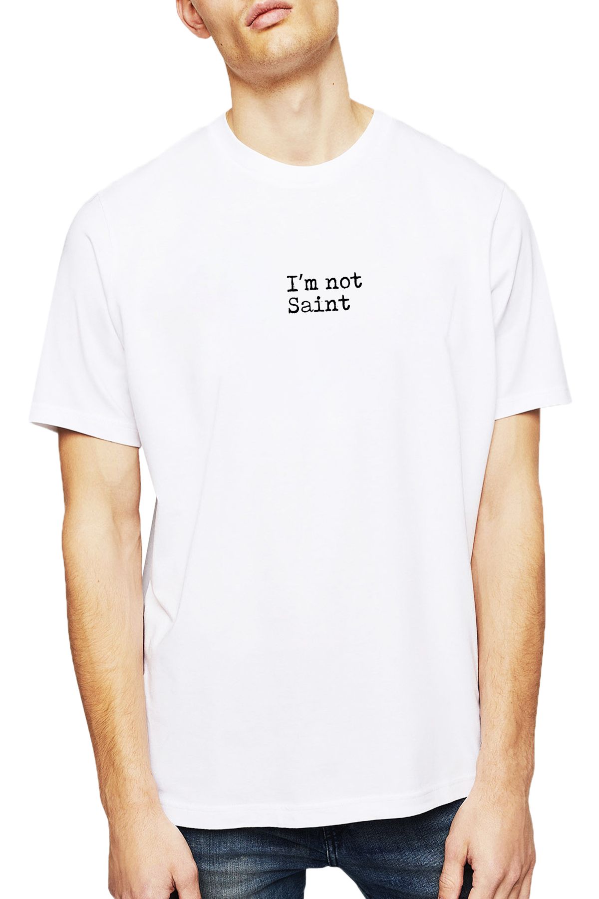 Mack I’m not Saint Beyaz Erkek Tişört