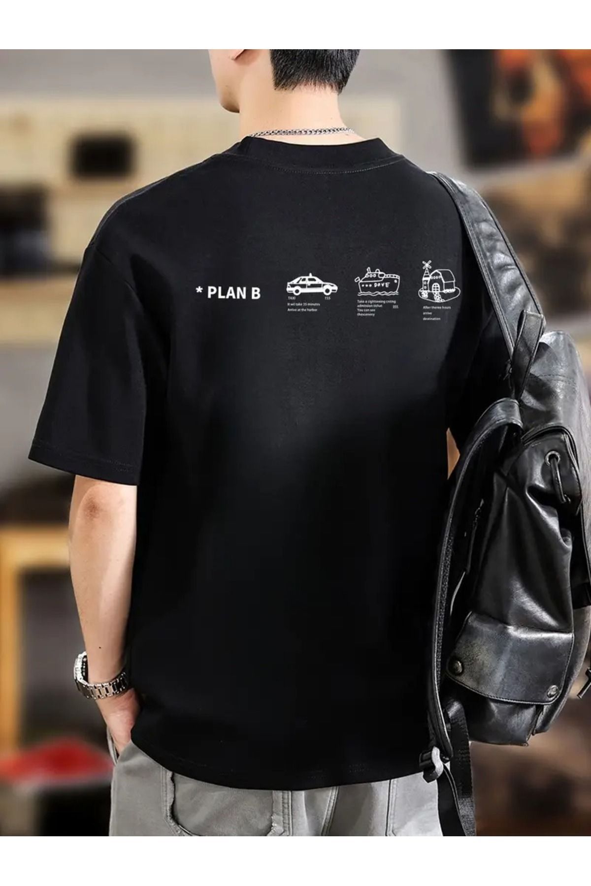 MANCY Unisex B Planı Baskılı Oversize %100 Pamuk T-shirt