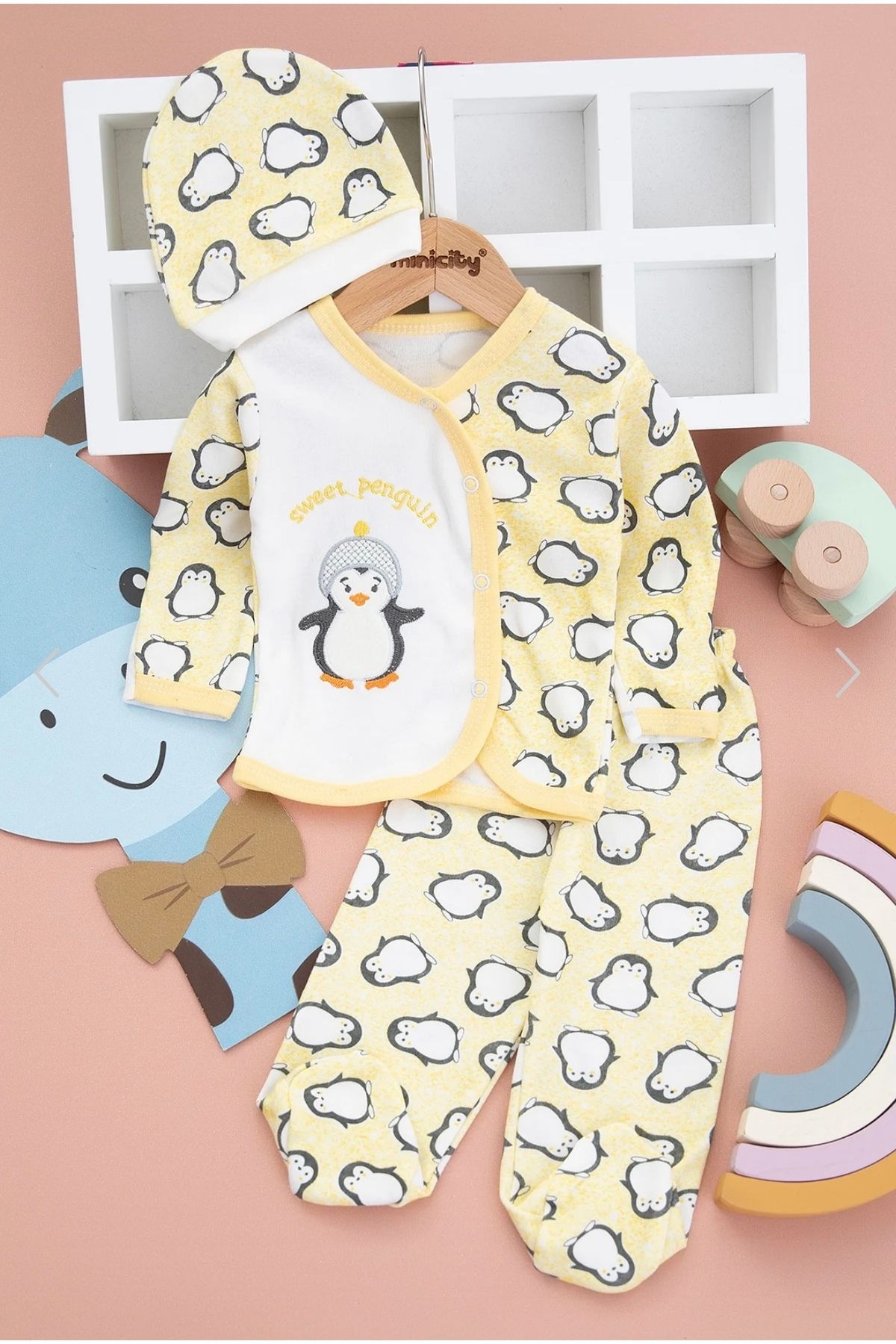 DuruStore Bebek Kendinden Eldivenli Nakışlı Zıbın Takımı - 990-048