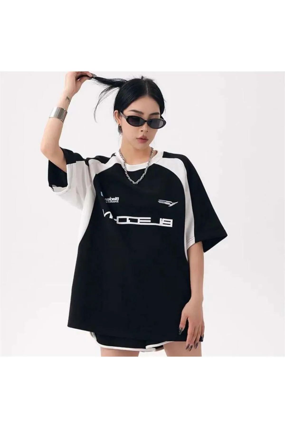 MANCY Baskılı Unisex Siyah Retro Oversize %100 Pamuk T-shirt