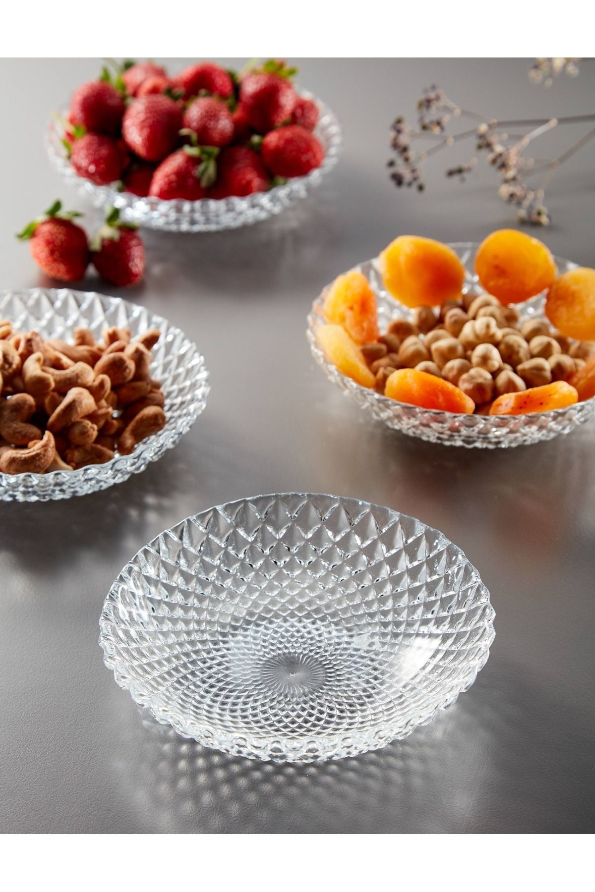 Giza Glass Giza 6'lı Oval Çerez Tabağı