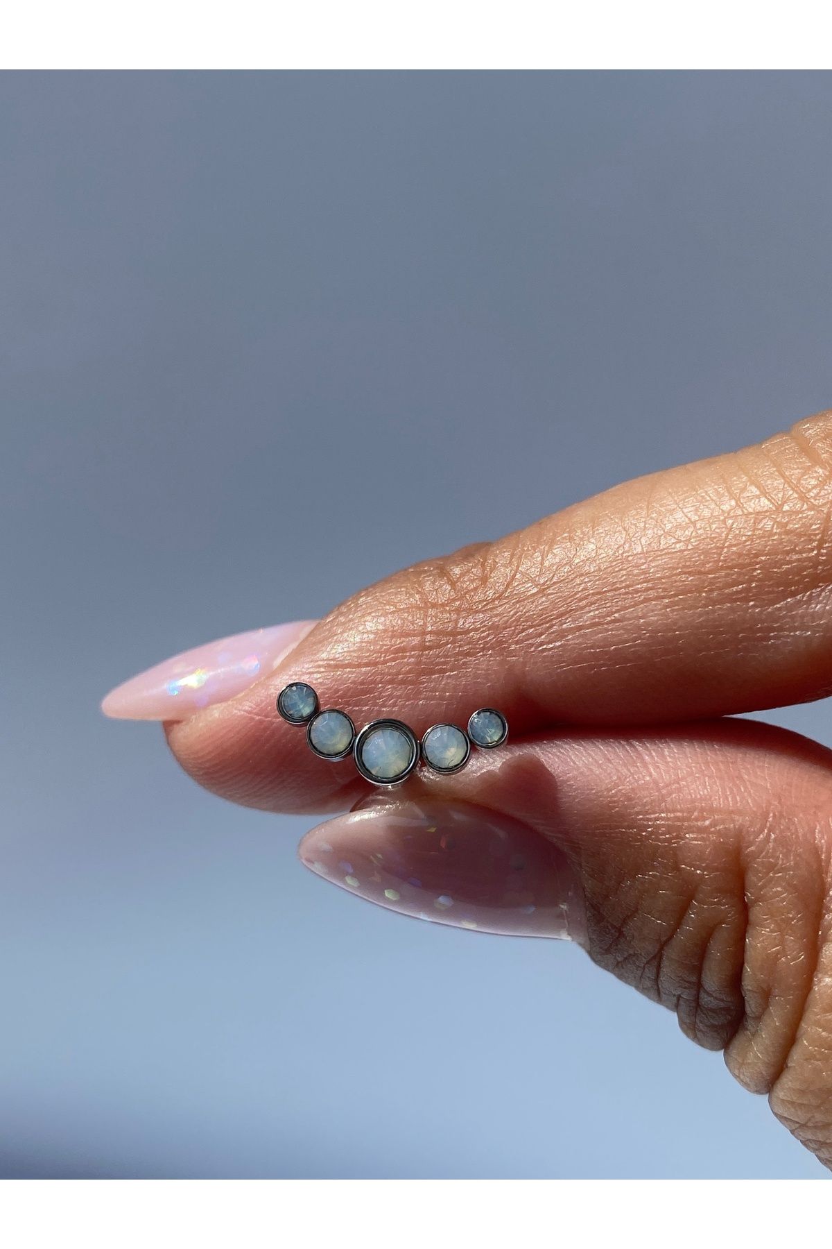 kurukafagift Piercing Çelik Beştaşlı Tragus Helix Kıkırdak Flat Conch 8 mm