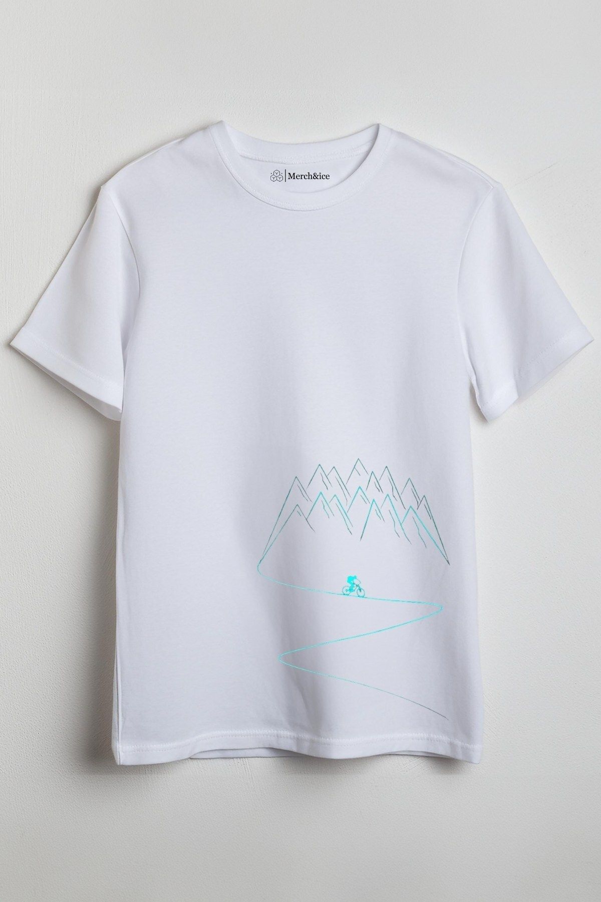 Merch&ice Dağdan İnen Bisiklet Baskılı Unisex T-Shirt