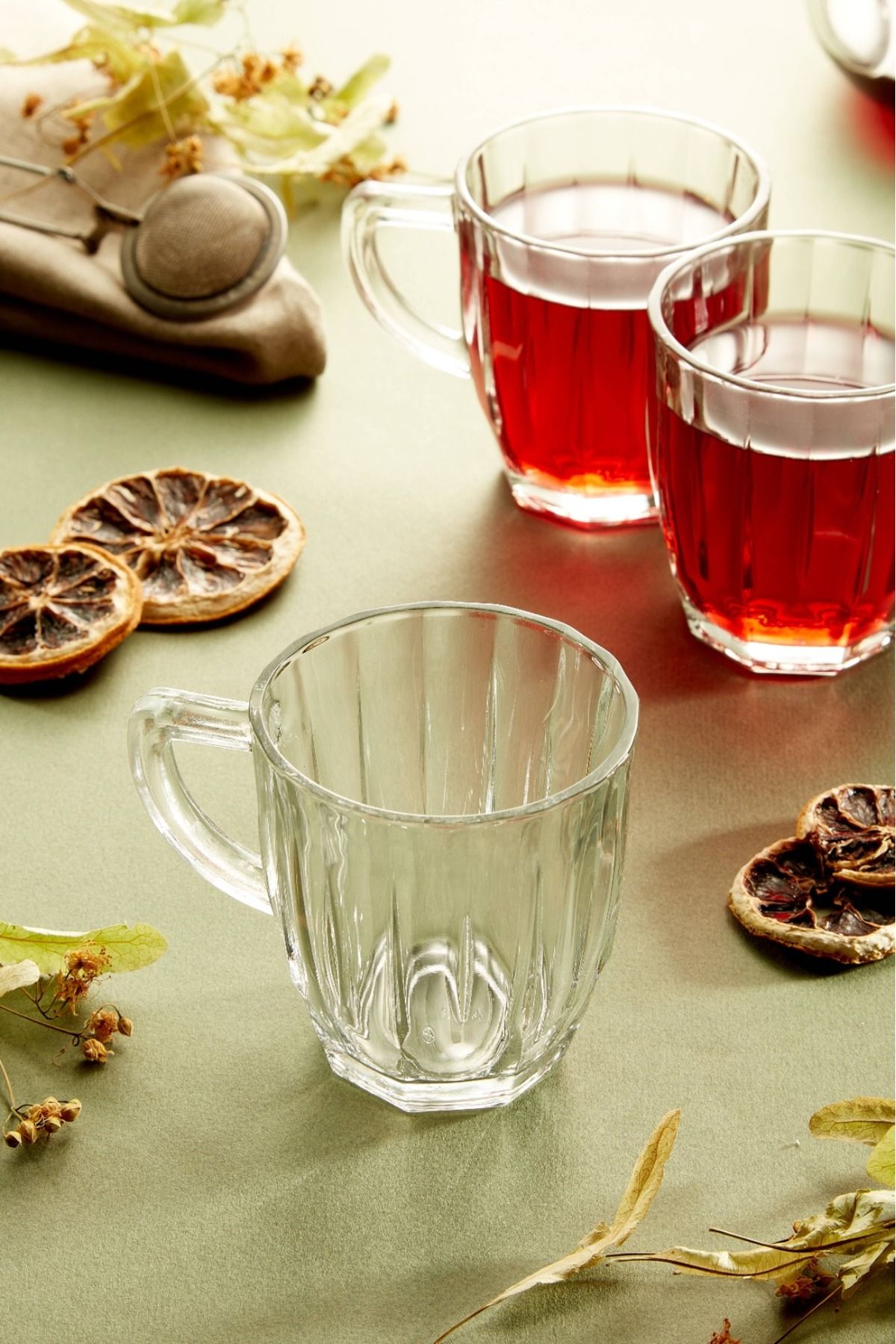 Giza Glass GİZA 6'lı Çizgili Kulplu Bardak