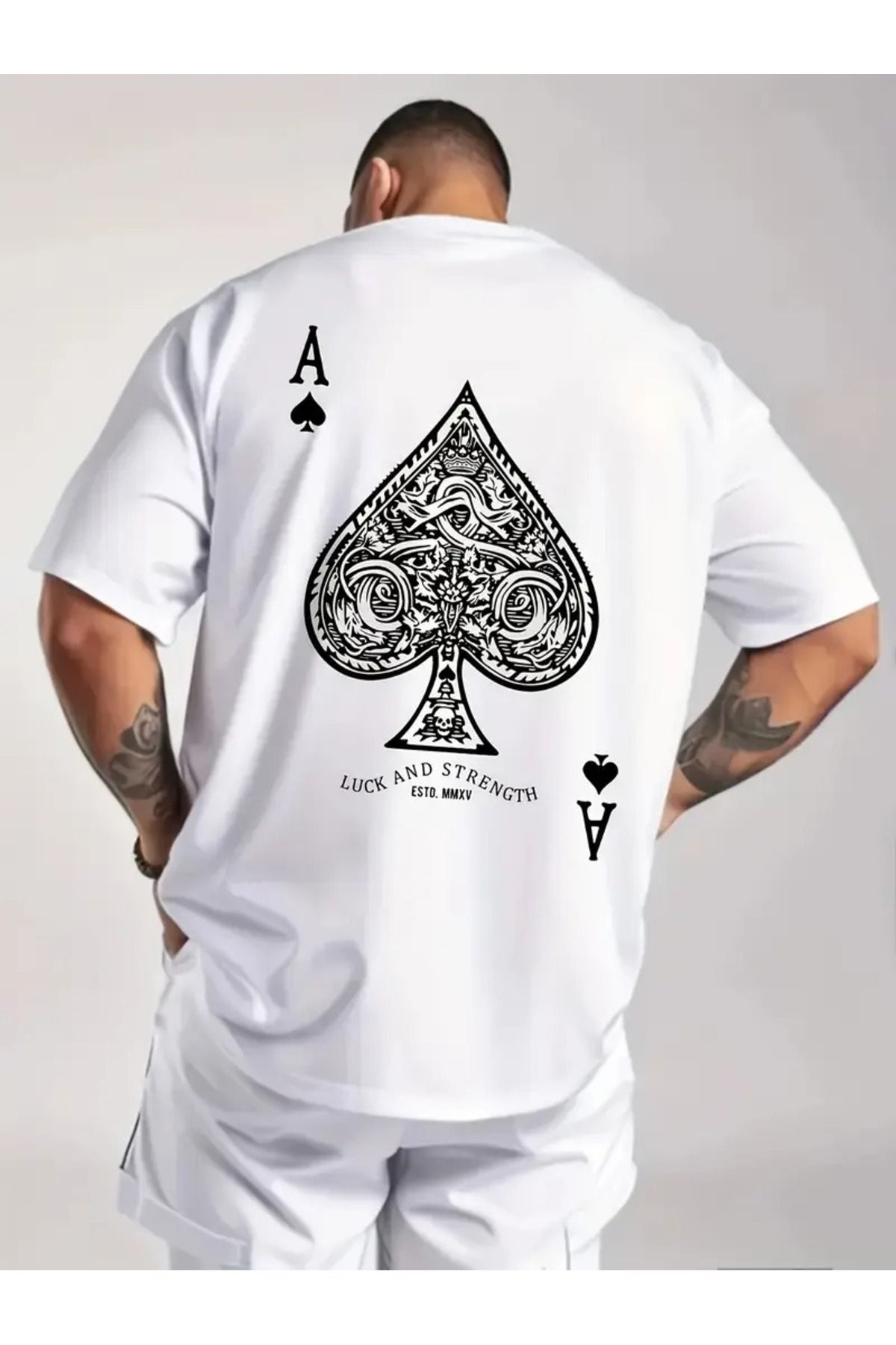 MANCY Unisex Maça As Baskılı Oversize %100 Pamuk T-shirt