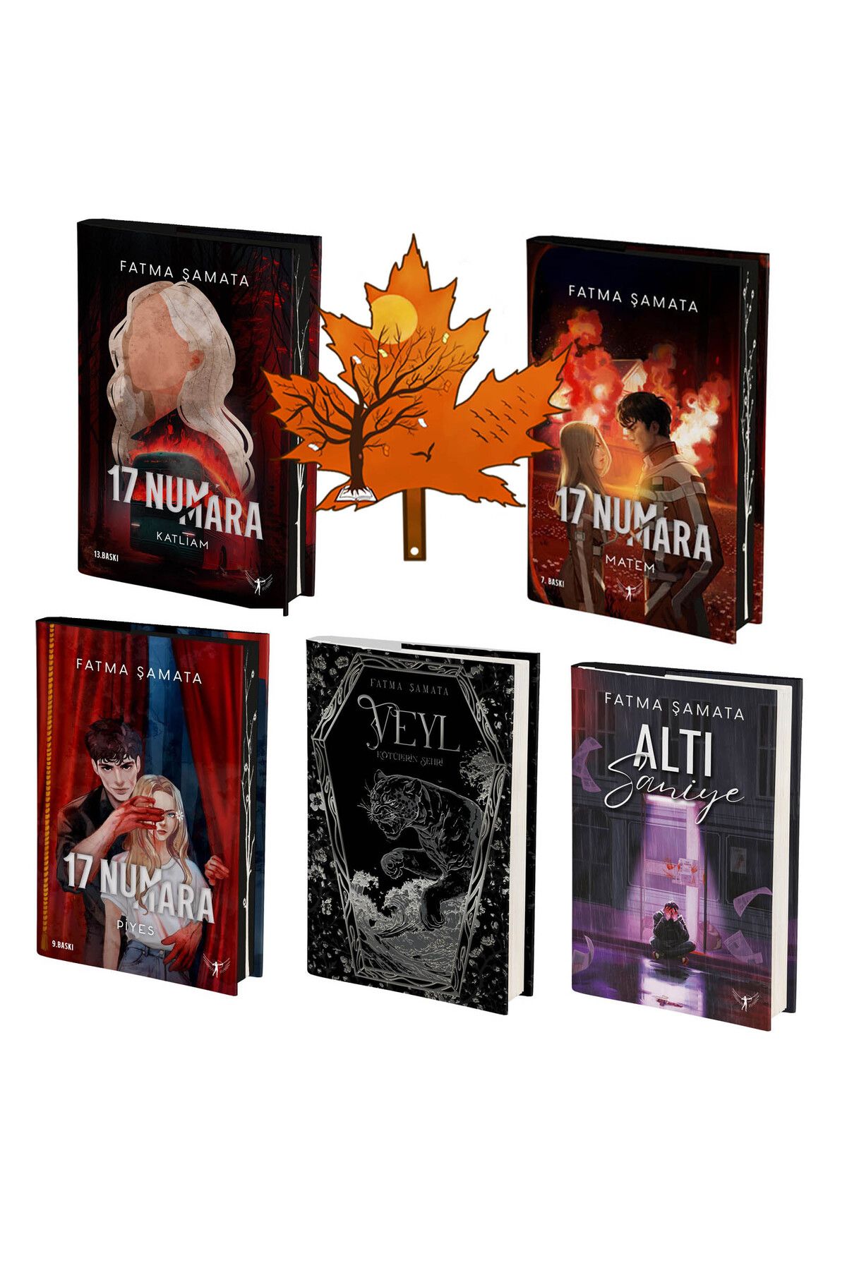 Artemis Yayınları fatma şamata -tüm kitapları -ciltli set- katliam- matem -piyes - veyl - altı saniye -ve kitap ayracı