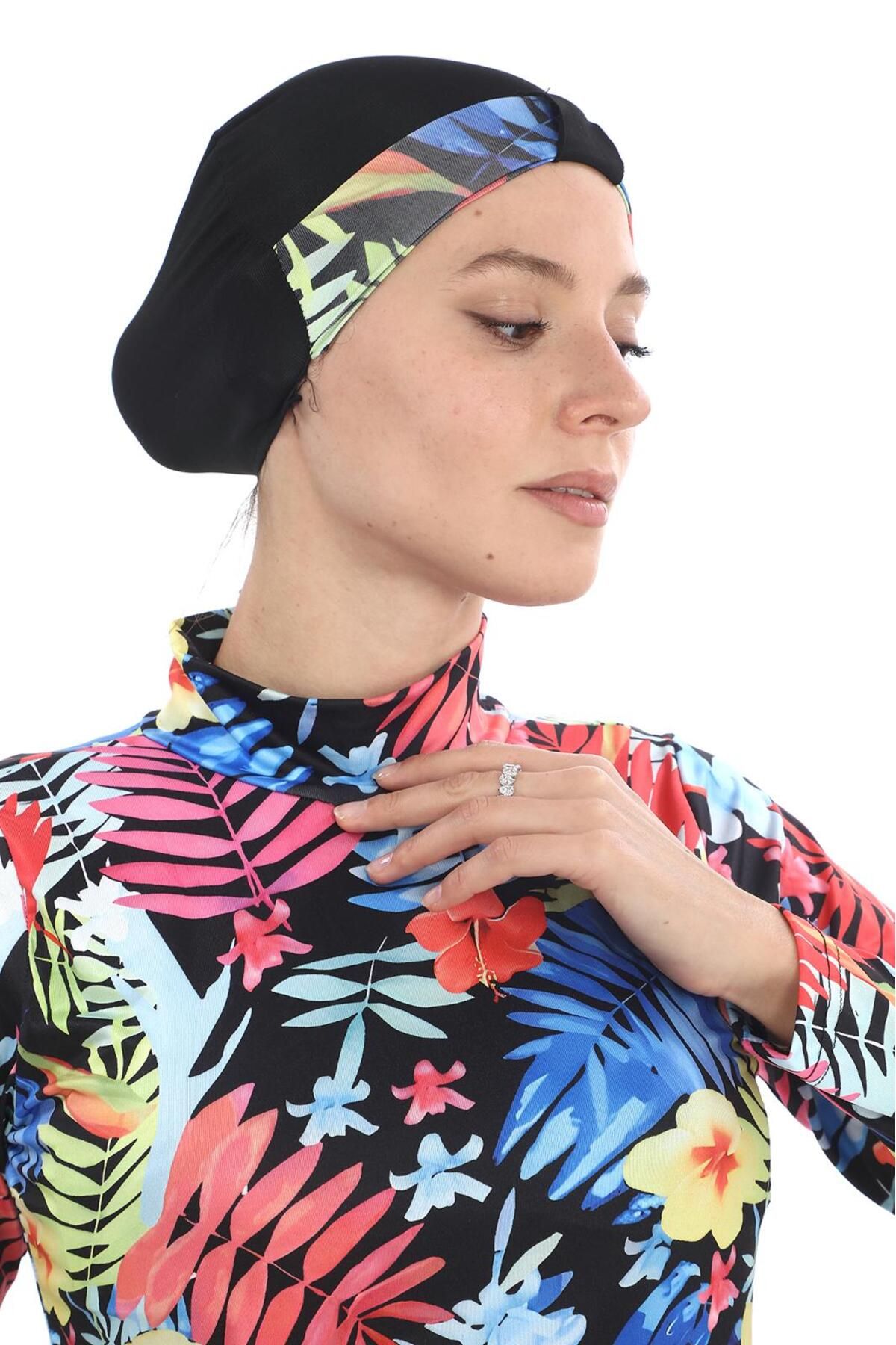EB beachwear KARIŞIK YAPRAK DESEN LİKRALI TAM TESETTÜR MAYO