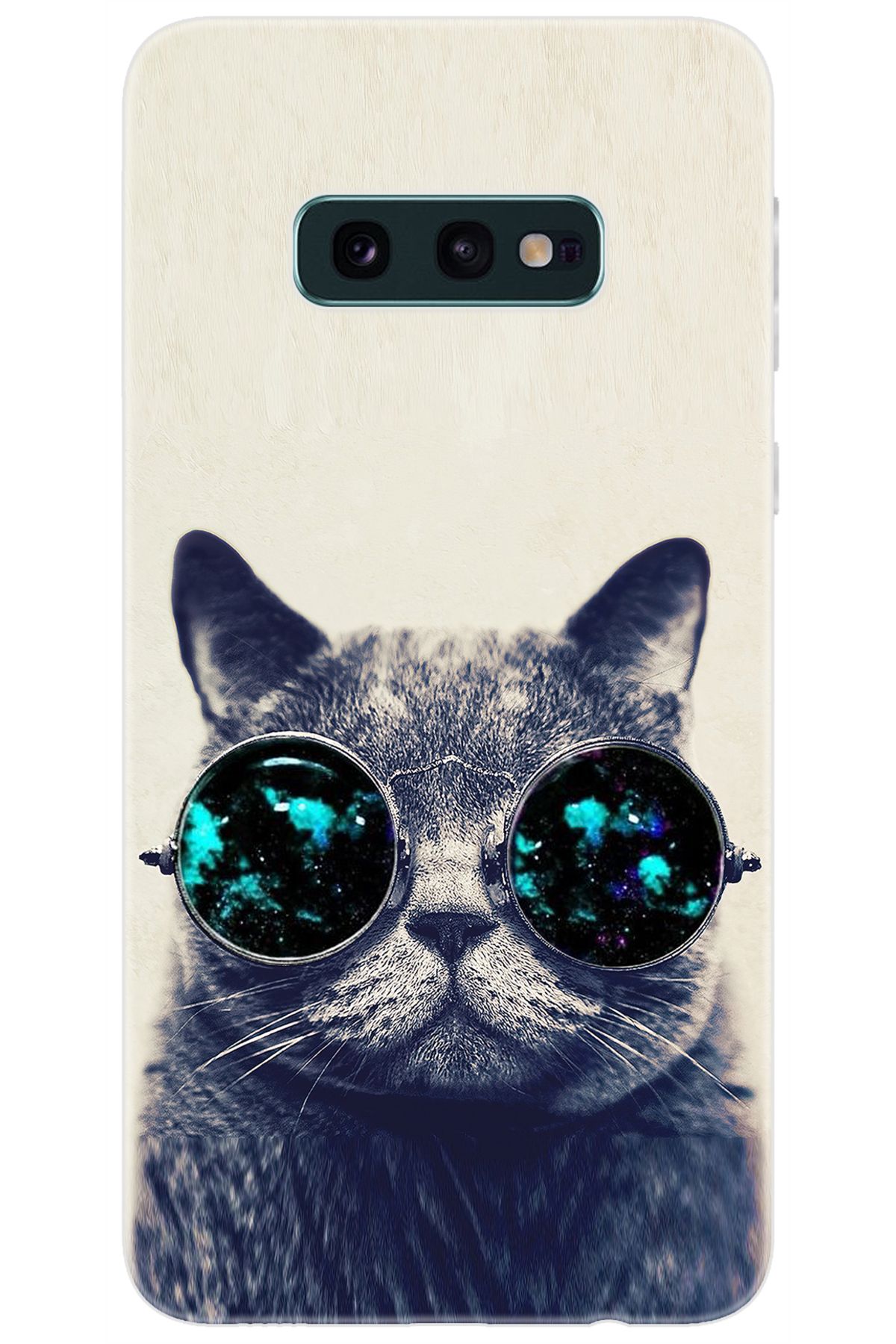 Ceppare Samsung Galaxy S10E (SM-G970F) Uyumlu Kılıf Desen Baskılı Silikon Gözlüklü Kedi STK:236 CP-u2I3rti