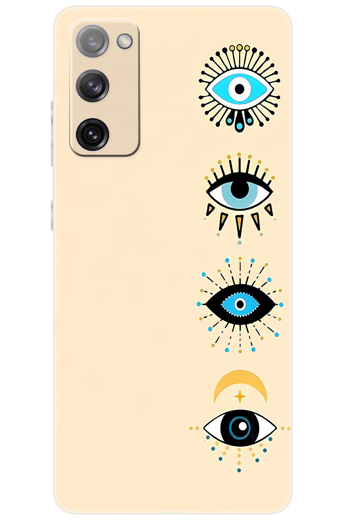 Ceppare Samsung Galaxy S20 FE (SM-G780G) Uyumlu Kılıf Desen Baskılı Silikon Nazar Gözler STK:742 CP-yAMBmAs