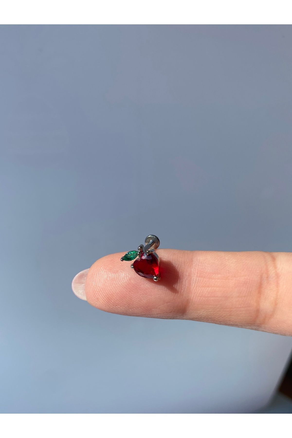 kurukafagift Çelik Piercing Tragus Helix Flat Kıkırdak Elma Kalp Model 8mm