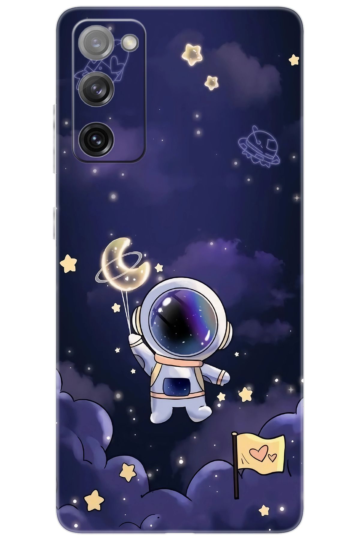 Ceppare Samsung Galaxy S20 FE (SM-G780G) Uyumlu Kılıf Desen Baskılı Silikon Astronot STK:738 CP-cV4gow0
