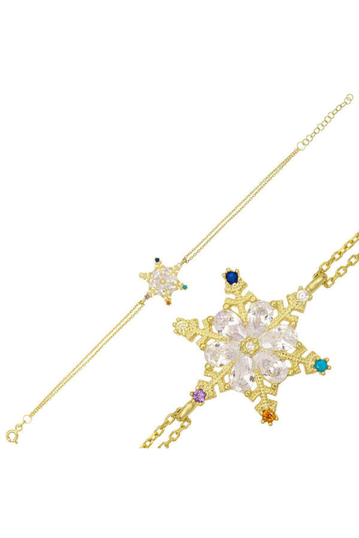 shop Gold Renkli Kar Tanesi 925 Ayar Gümüş Bileklik