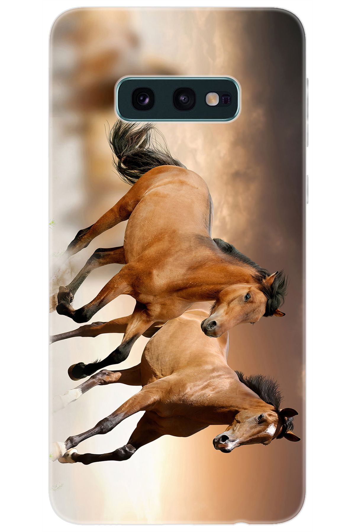 Ceppare Samsung Galaxy S10E (SM-G970F) Uyumlu Kılıf Desen Baskılı Silikon Kahve Atlar STK:176 CP-8BnXpWc
