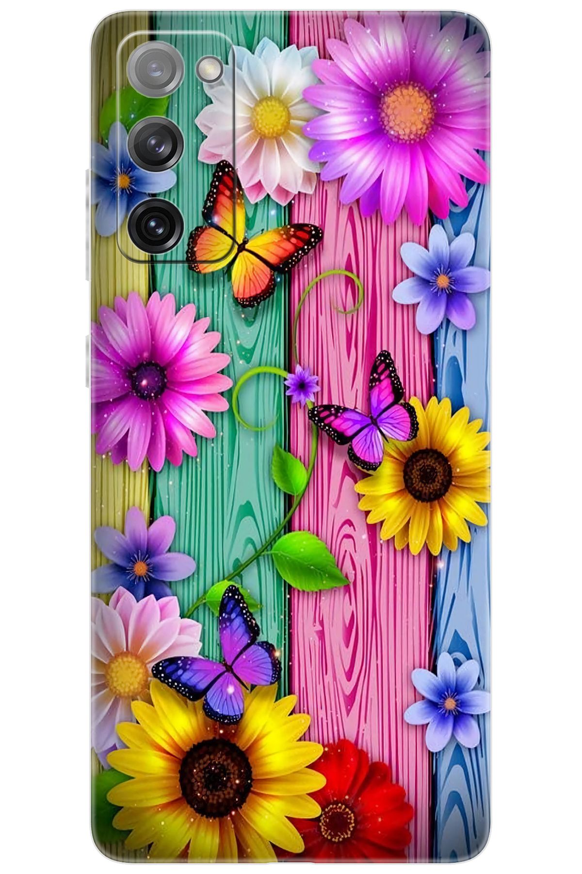 Ceppare Samsung Galaxy S20 FE (SM-G780G) Uyumlu Kılıf Silikon Renkli Papatya Kelebek STK:719 CP-4UCMjZs