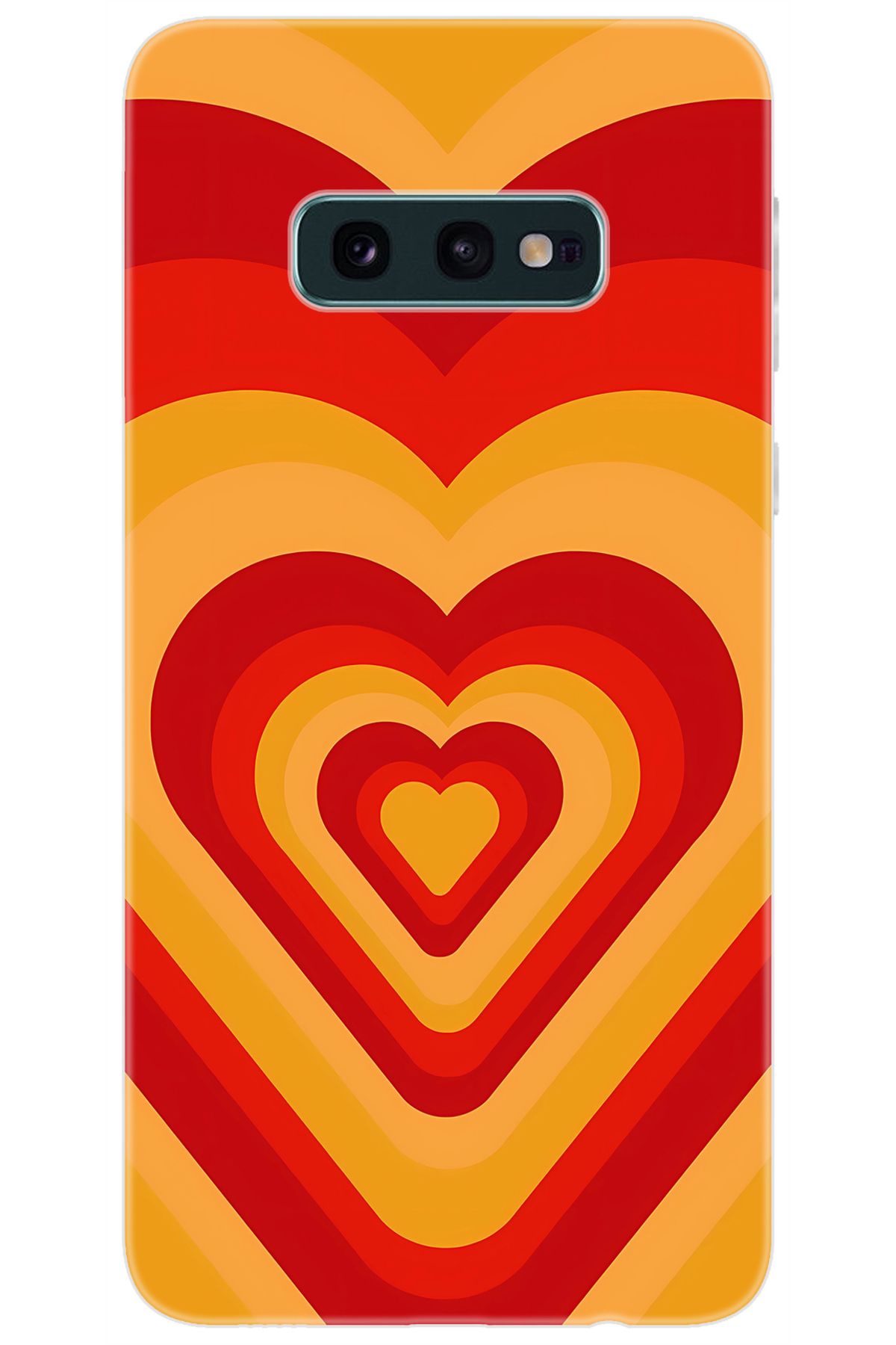Ceppare Samsung Galaxy S10E (SM-G970F) Uyumlu Kılıf Desenli Silikon Sarı Kırmızı Kalpler STK:1009 CP-SxCQfTr