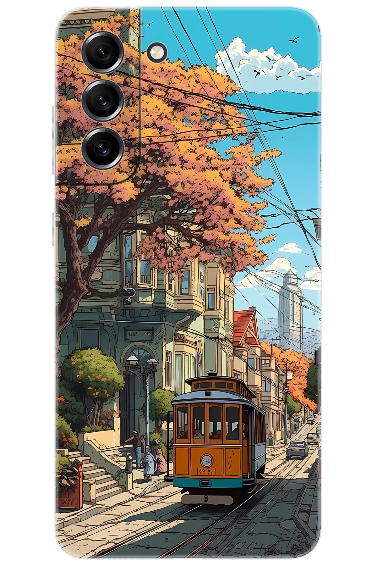 Ceppare Samsung Galaxy S21 FE (SM-G990E) Uyumlu Kılıf Desen Baskılı Silikon Tramvay STK:645 CP-ZCDqIIJ