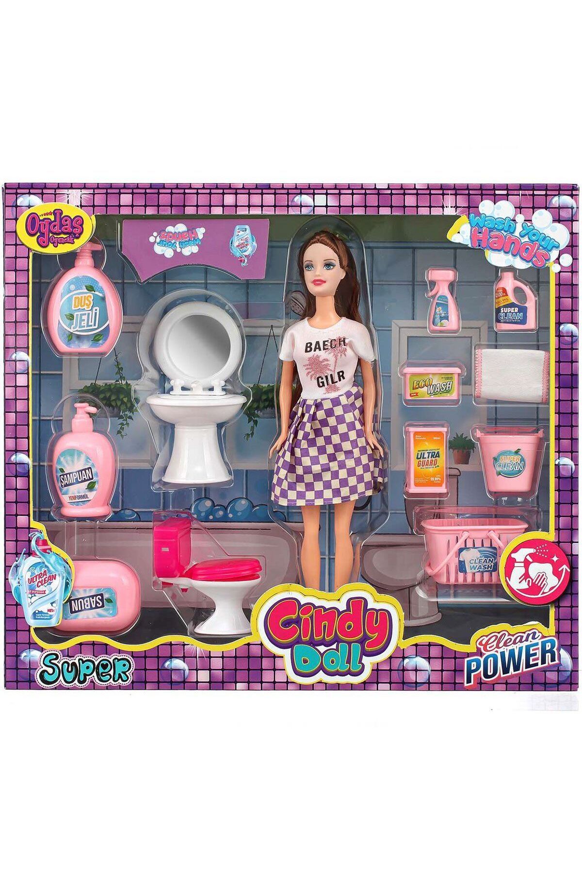 OYDAS Cindy Doll Bebekli Lavabo ve Temizlik Seti 02452