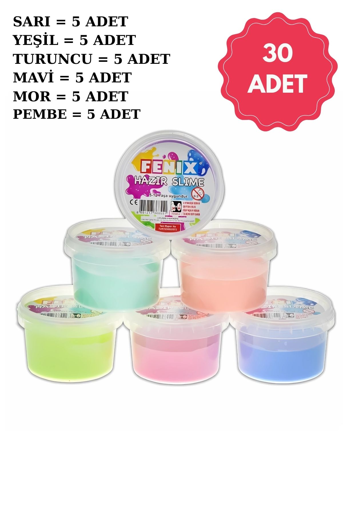 Mizizum 30 Adet Pofuduk Köpüklü Hazır Slime, Ele Yapışmaz Hazır Slime - 30 Adet Hazır Slime