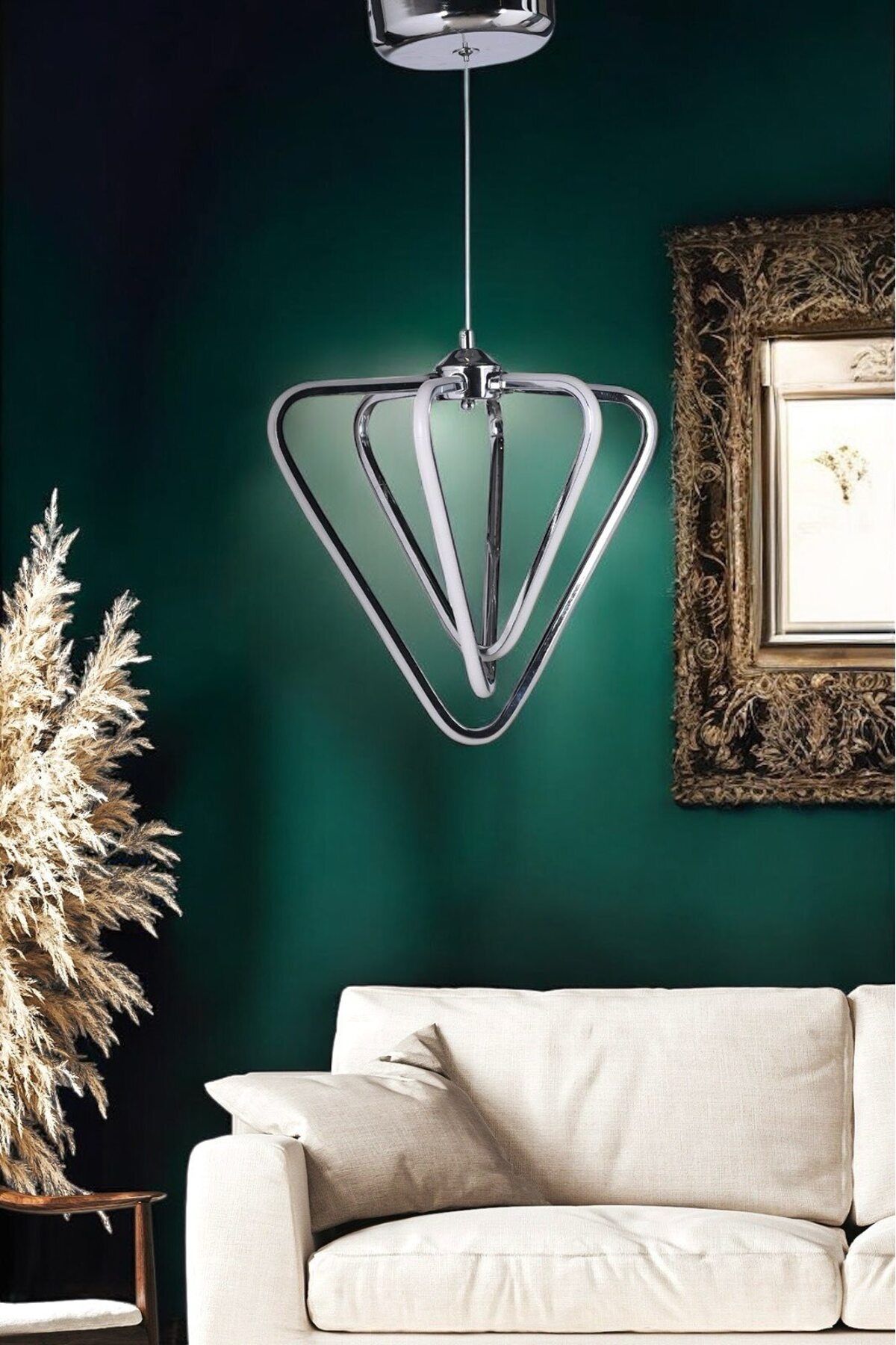 OSC HOME AYDINLATMA TASARIM LED AVİZE MODERN ÜÇGEN 3LÜ 3 RENK IŞIK SALON,MUTFAK,KORİDOR