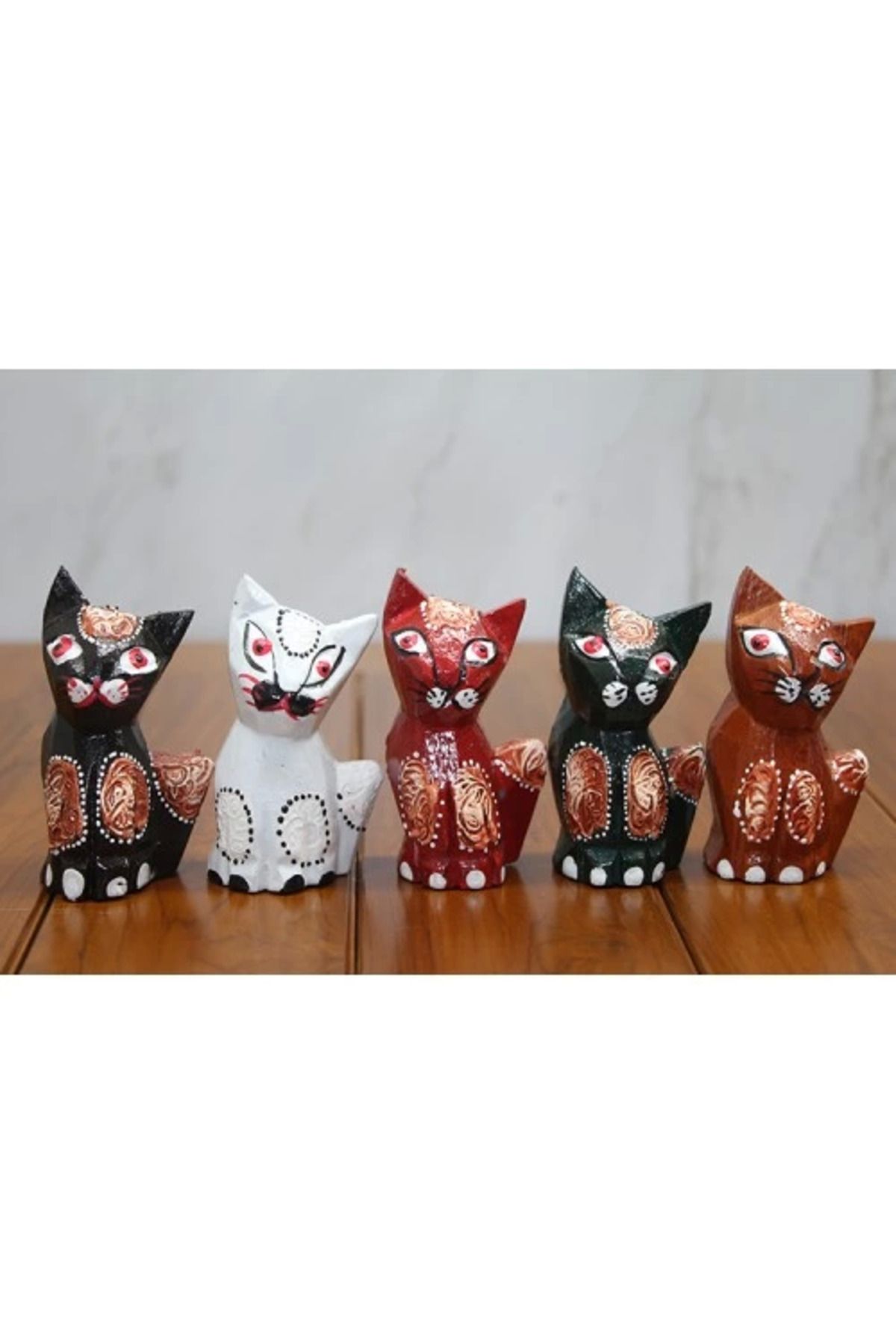 MELFSHOP Ahşap 5'li Kedi Seti Model 3